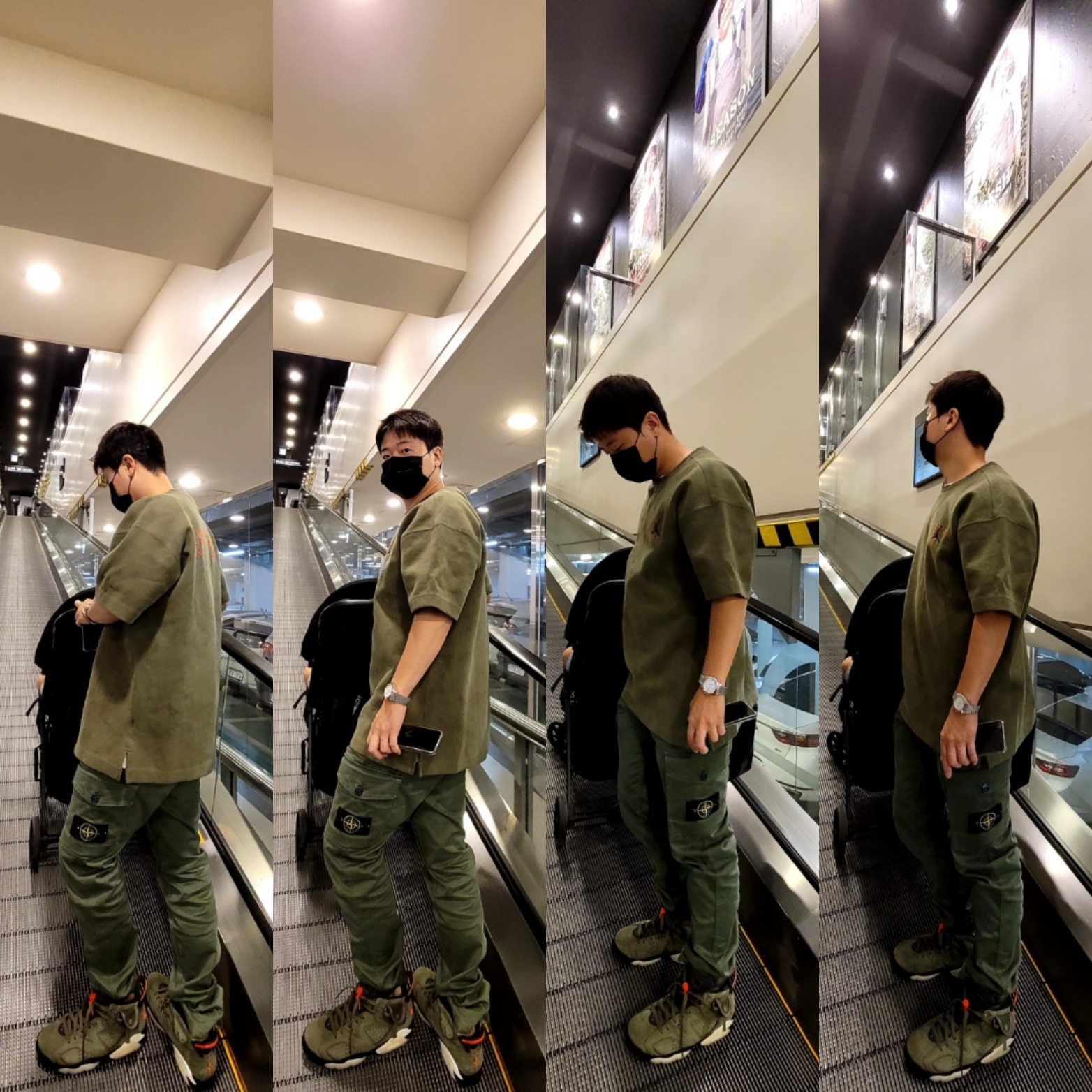 Jordan 6 x Travis Scott Retro Olive, Jordan x Travis Scott SS T-Shirt 착용 스타일