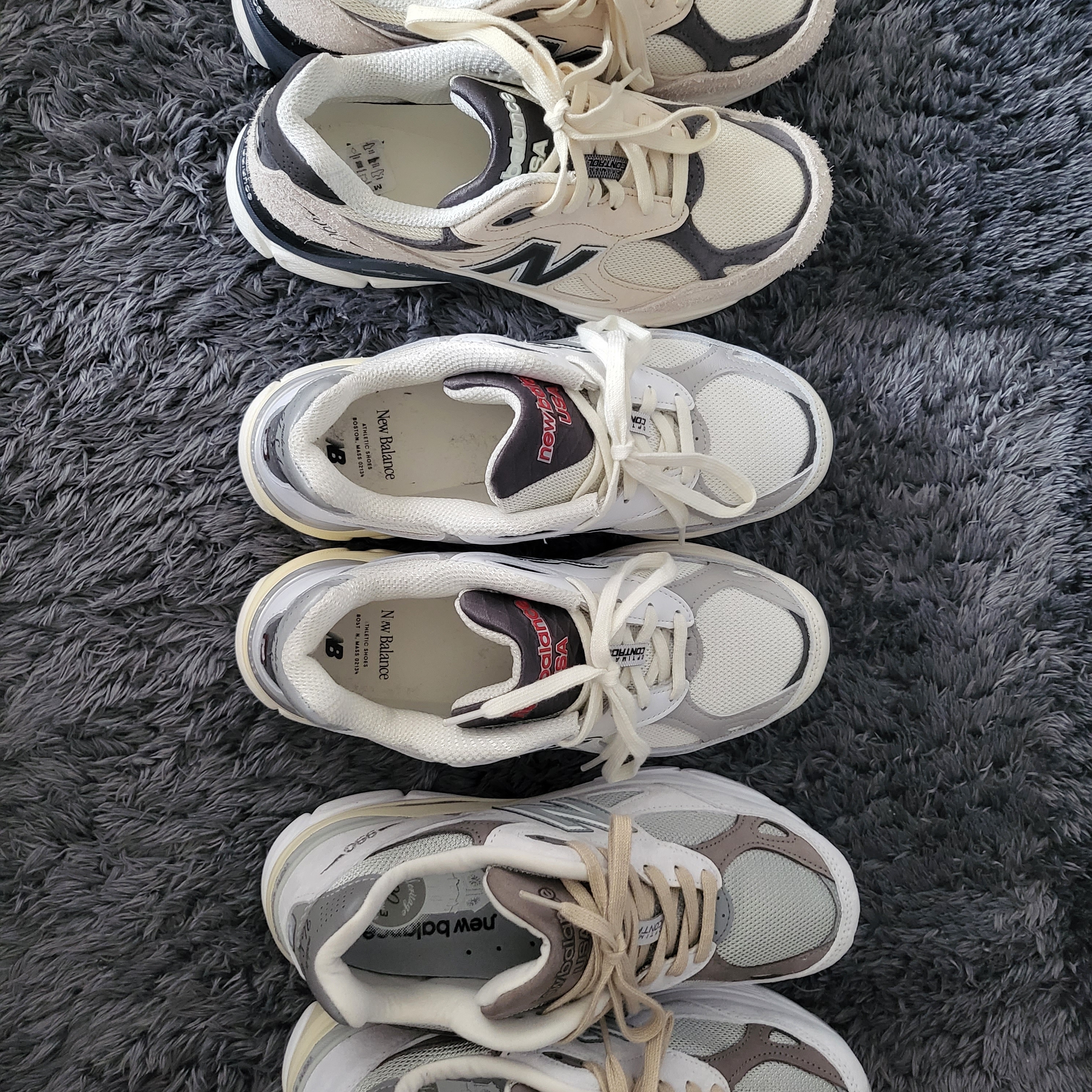 New Balance x YCMC 990v3 Made in USA Grey - YCMC Exclusive, New Balance 990v3 Made in USA Moonbeam Macadamia Nut 착용 스타일 - 4
