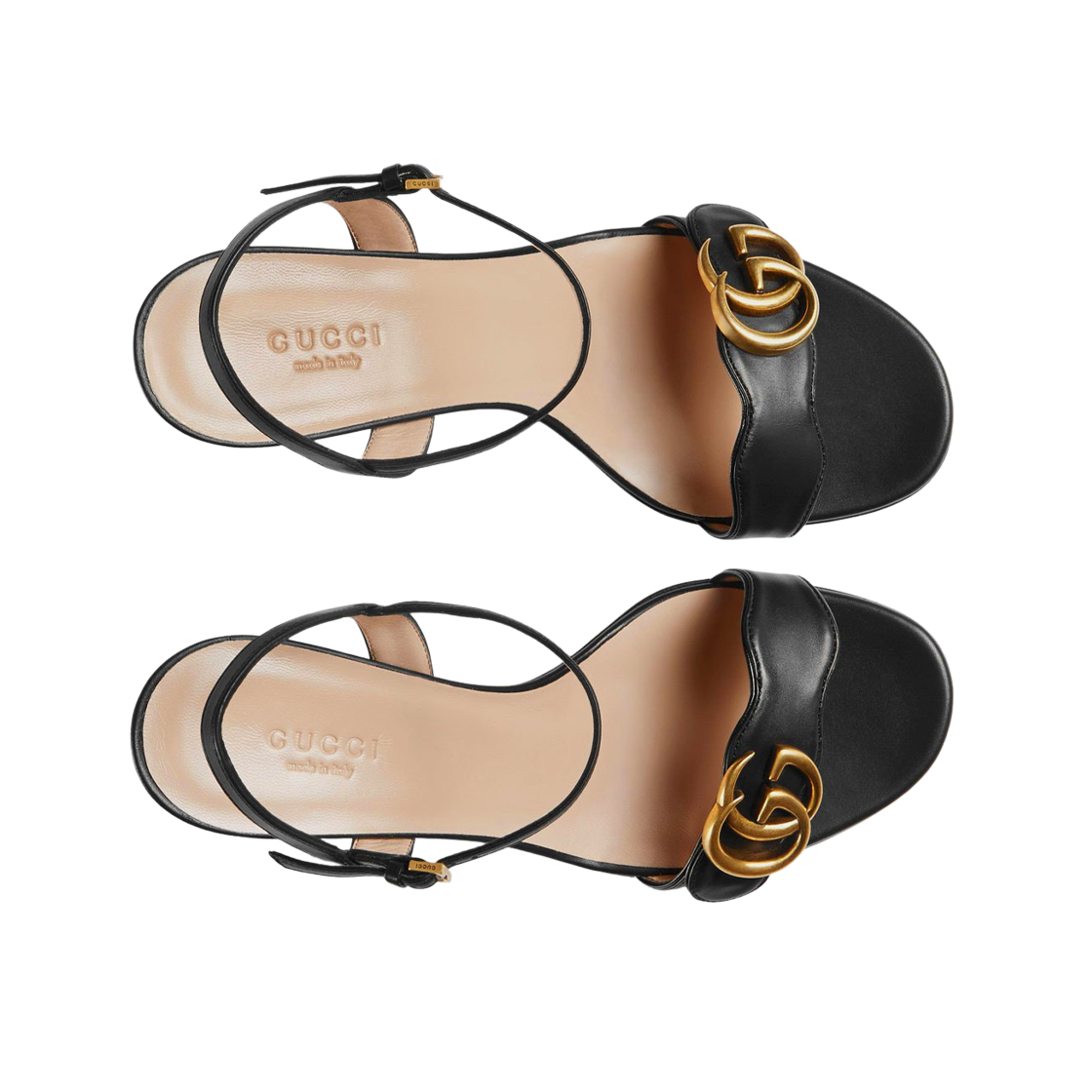 (W) 구찌 GG 마몽 레더 미드힐 샌들 블랙((W) Gucci GG Marmont Leather Mid-Heel Sandal Black) - 2
