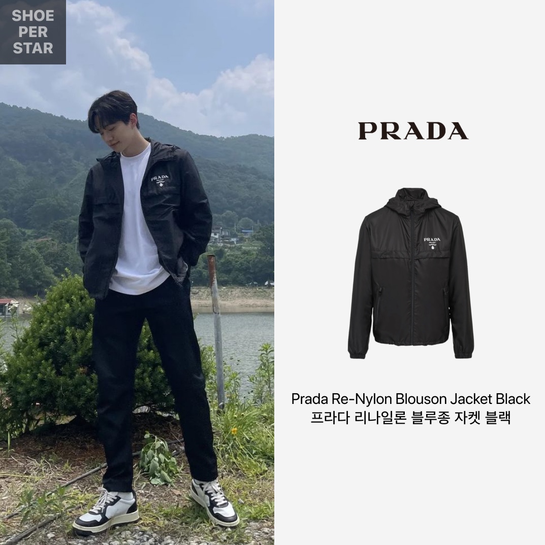 Prada Re-Nylon Blouson Jacket Black 착용 스타일 - 1