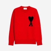 AMI de Coeur Oversize Intarsia Sweater Red Black - 22SS