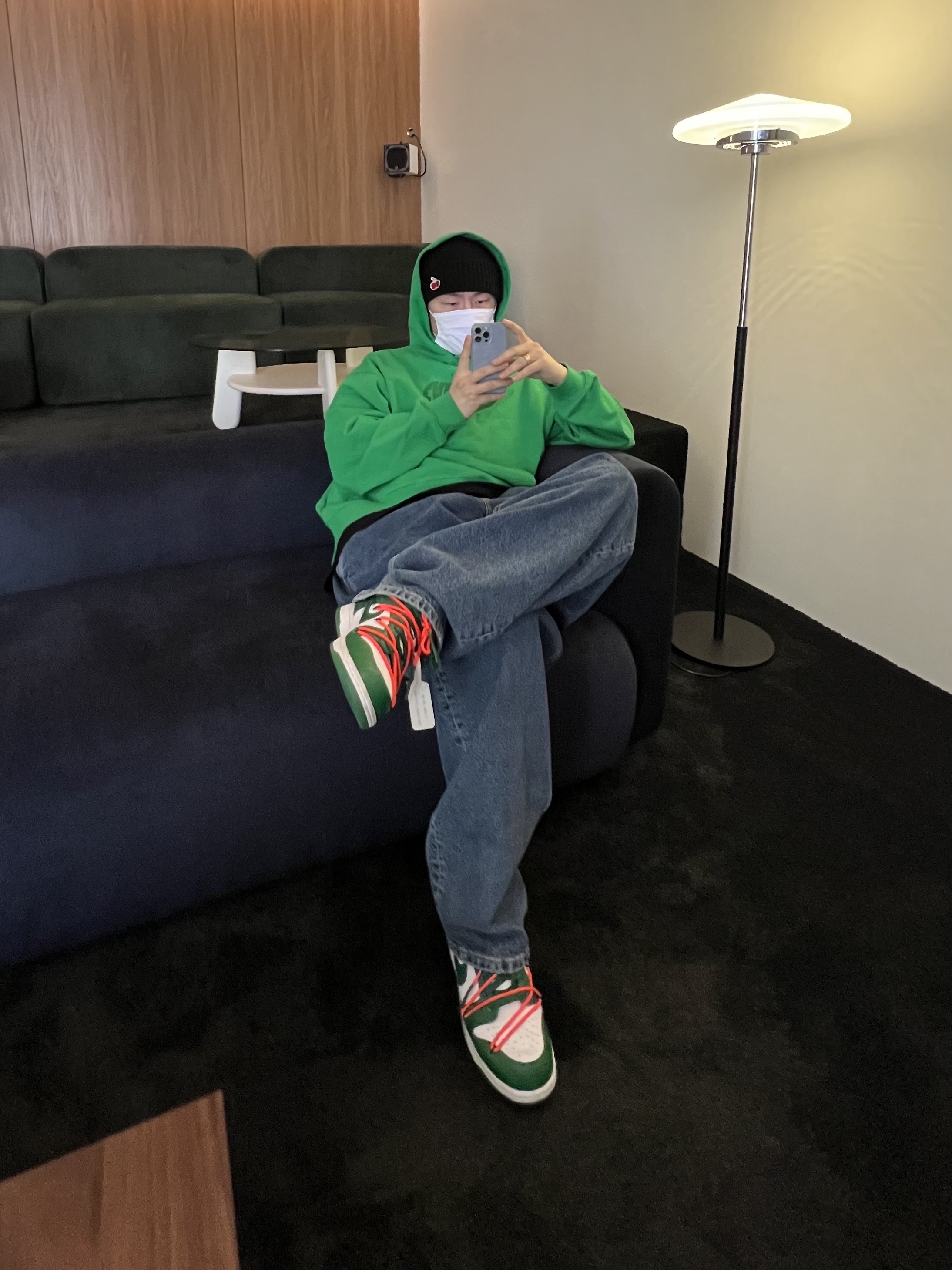 Nike x Off-White Dunk Low Pine Green 착용 스타일