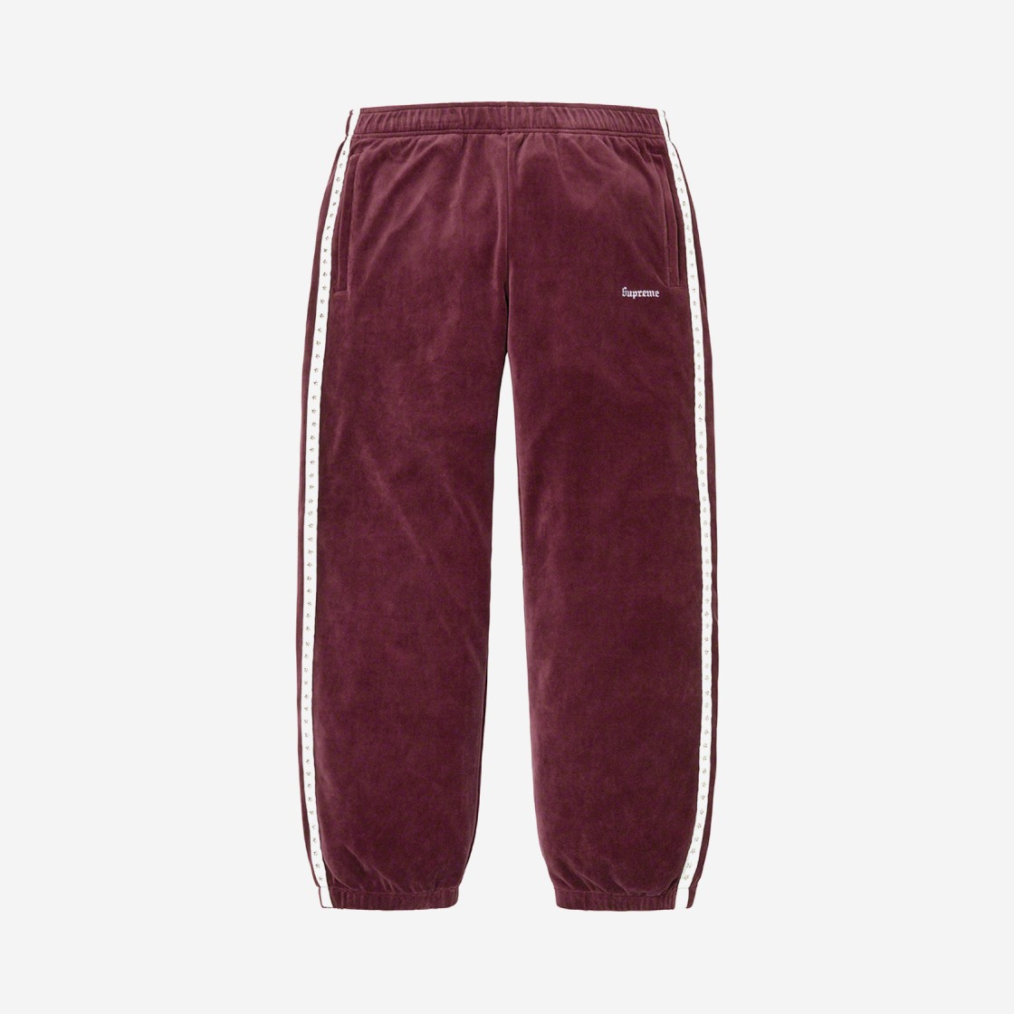 Supreme Studded Velour Track Pants Burgundy - 22FW 상세 이미지 1