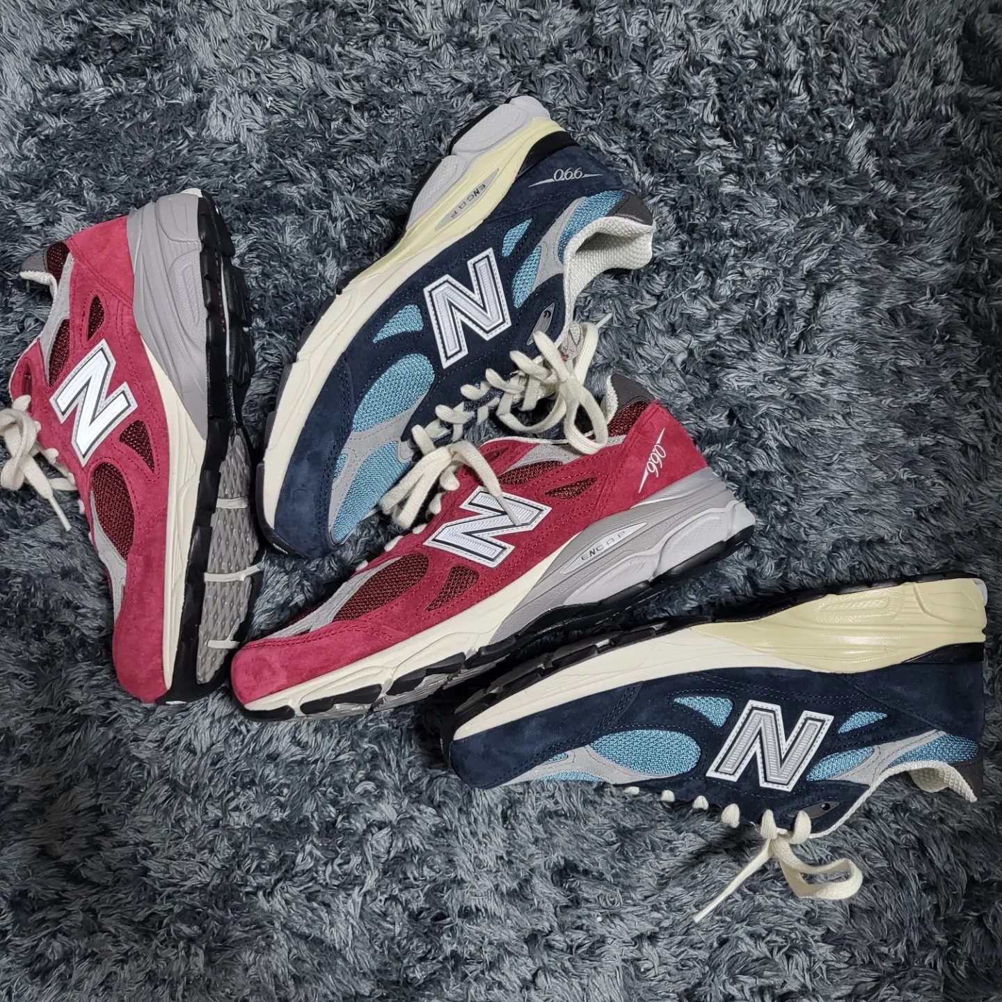 New Balance 990v3 Made in USA Navy Spring Tide, New Balance 990v3 Made in USA Scarlet Marblehead 착용 스타일 - 5