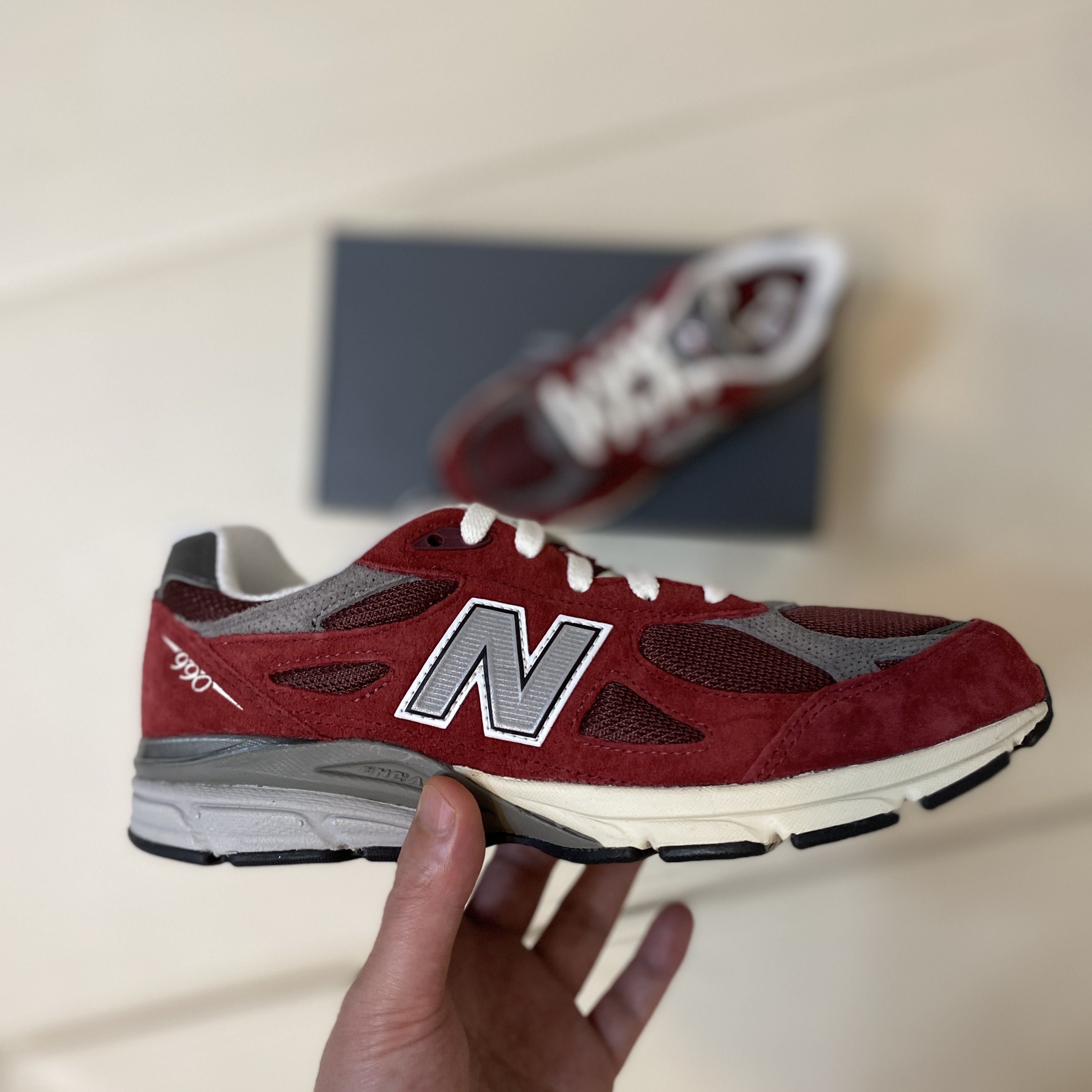 (GS) New Balance 990v3 Made in USA Scarlet Marblehead 착용 스타일