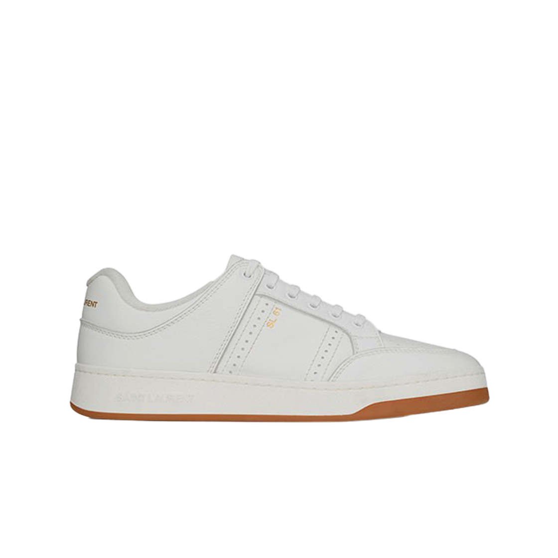 (W) 생로랑 그레인드 레더 SL/61 로우탑 스니커즈 화이트((W) Saint Laurent SL/61 Low-Top Sneakers in Grained Leather White) - 1