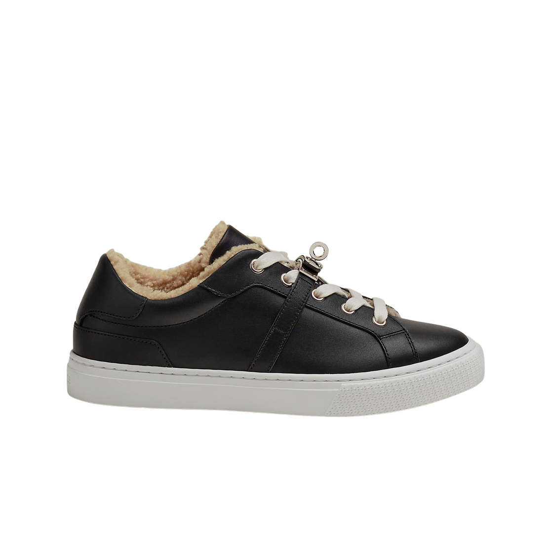 (W) 에르메스 데이 스니커즈 울 카프스킨 & 팔라듐 하드웨어 누아 에크류((W) Hermes Day Sneakers Wool Calfskin & Palladium Noir Ecru) - 1