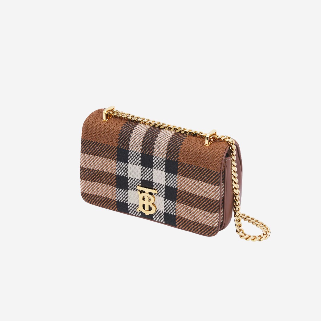 Burberry Knitted Check Leather Small Lola Bag Dark Birch Brown 상세 이미지 2