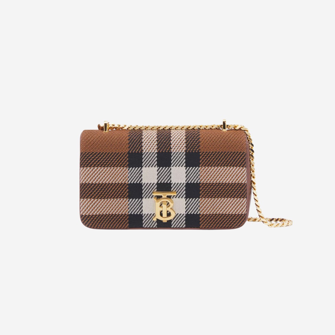 Burberry Knitted Check Leather Small Lola Bag Dark Birch Brown 상세 이미지 1