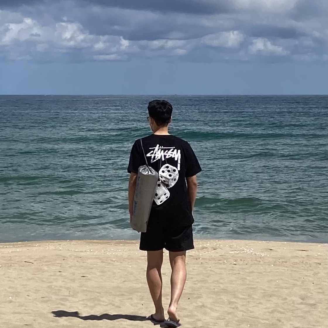 Stussy Fuzzy Dice T-Shirt Black 착용 스타일