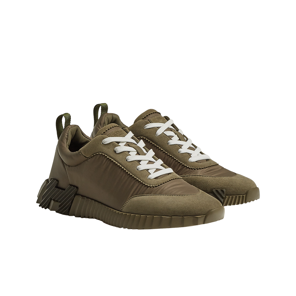 에르메스 바운싱 스니커즈 파라슈트 패브릭 스웨이드 고트스킨 & 베르 뚠드라(Hermes Bouncing Sneakers Parachute Fabric Suede Goatskin & Vert Toundra) - 2