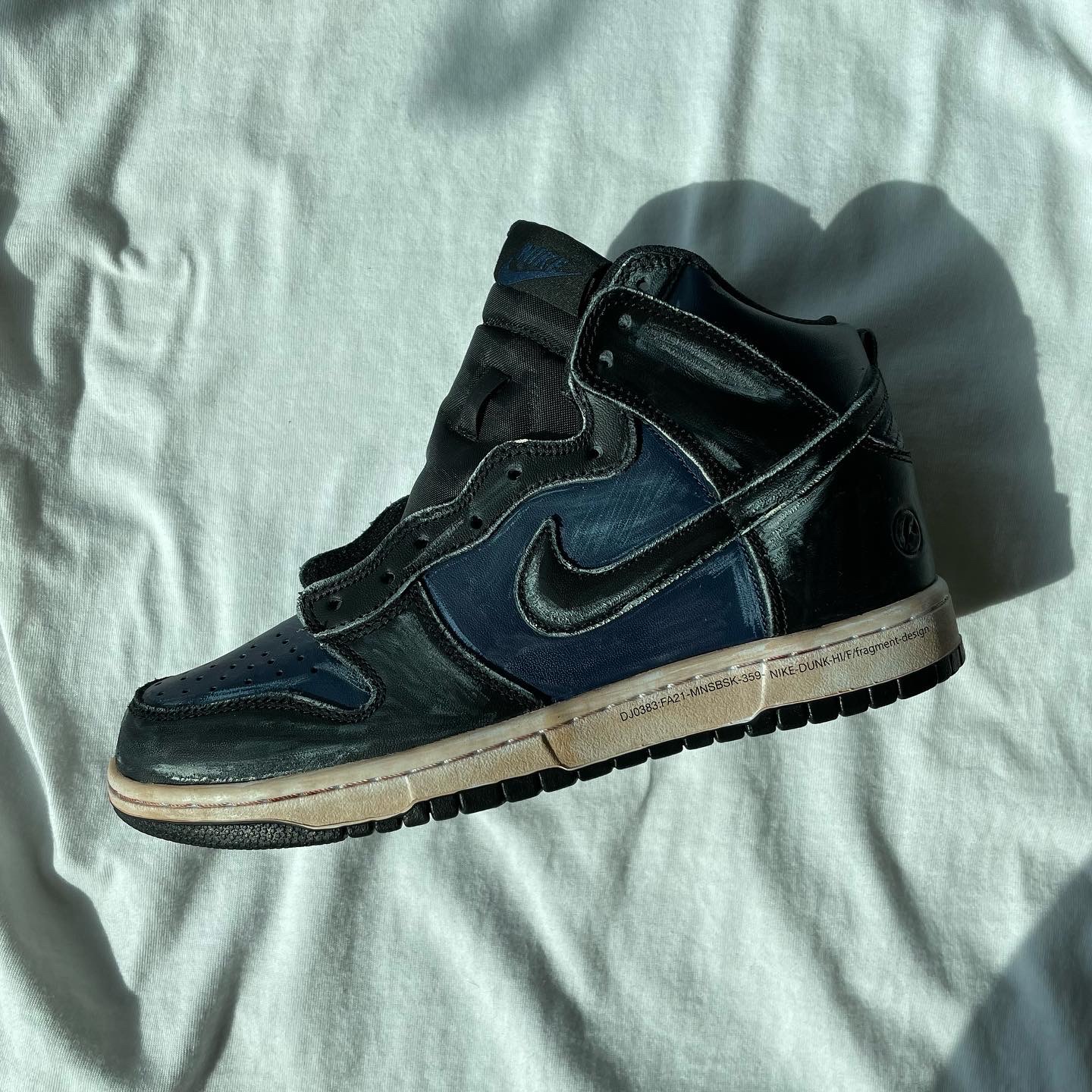 Nike x Fragment Dunk High Midnight Navy 착용 스타일 - 2