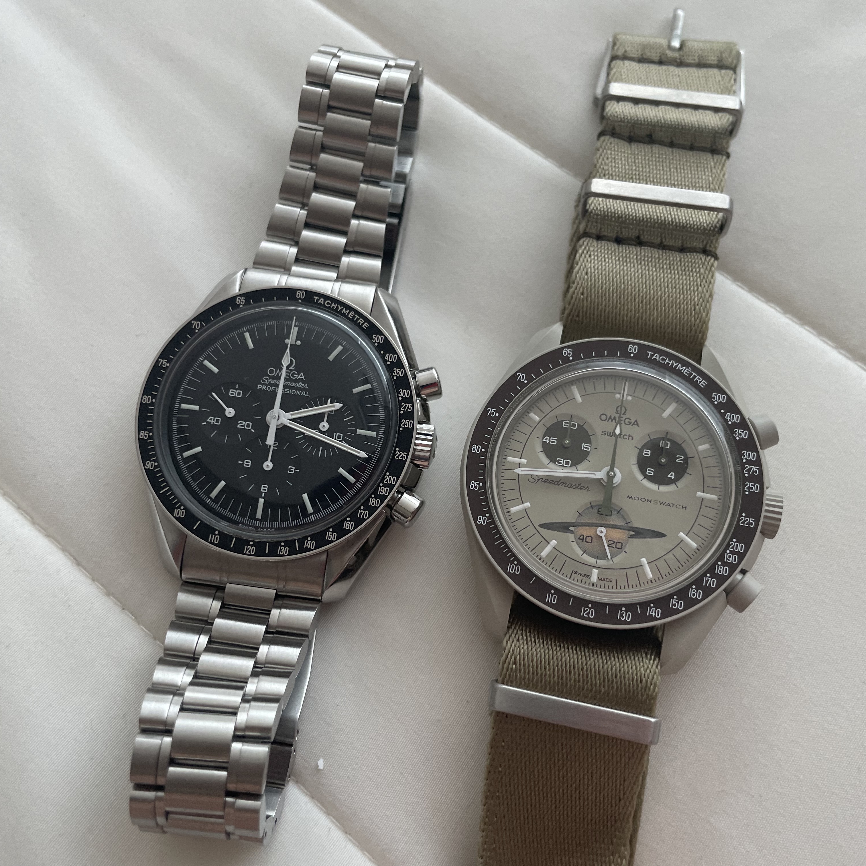 Swatch x Omega Bioceramic MoonSwatch Mission To Saturn 착용 스타일 - 1
