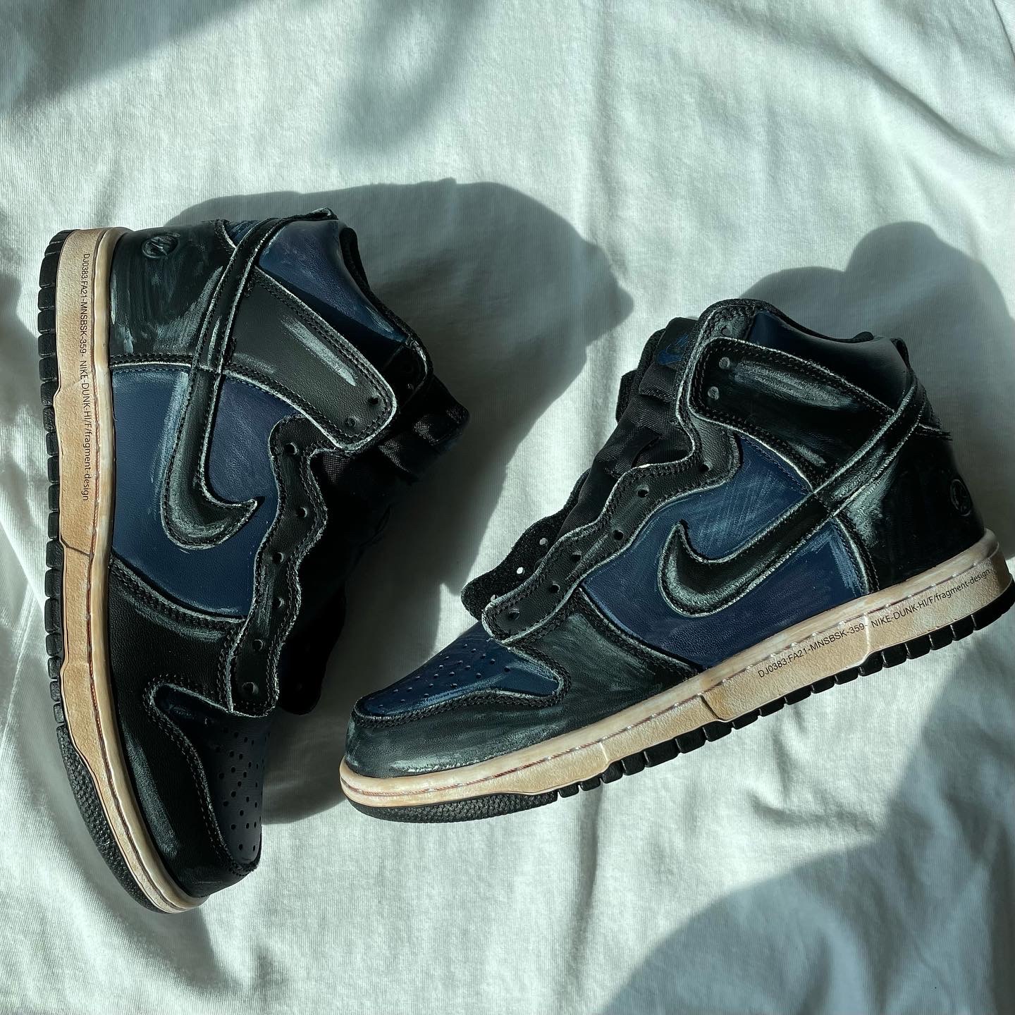 Nike x Fragment Dunk High Midnight Navy 착용 스타일 - 3
