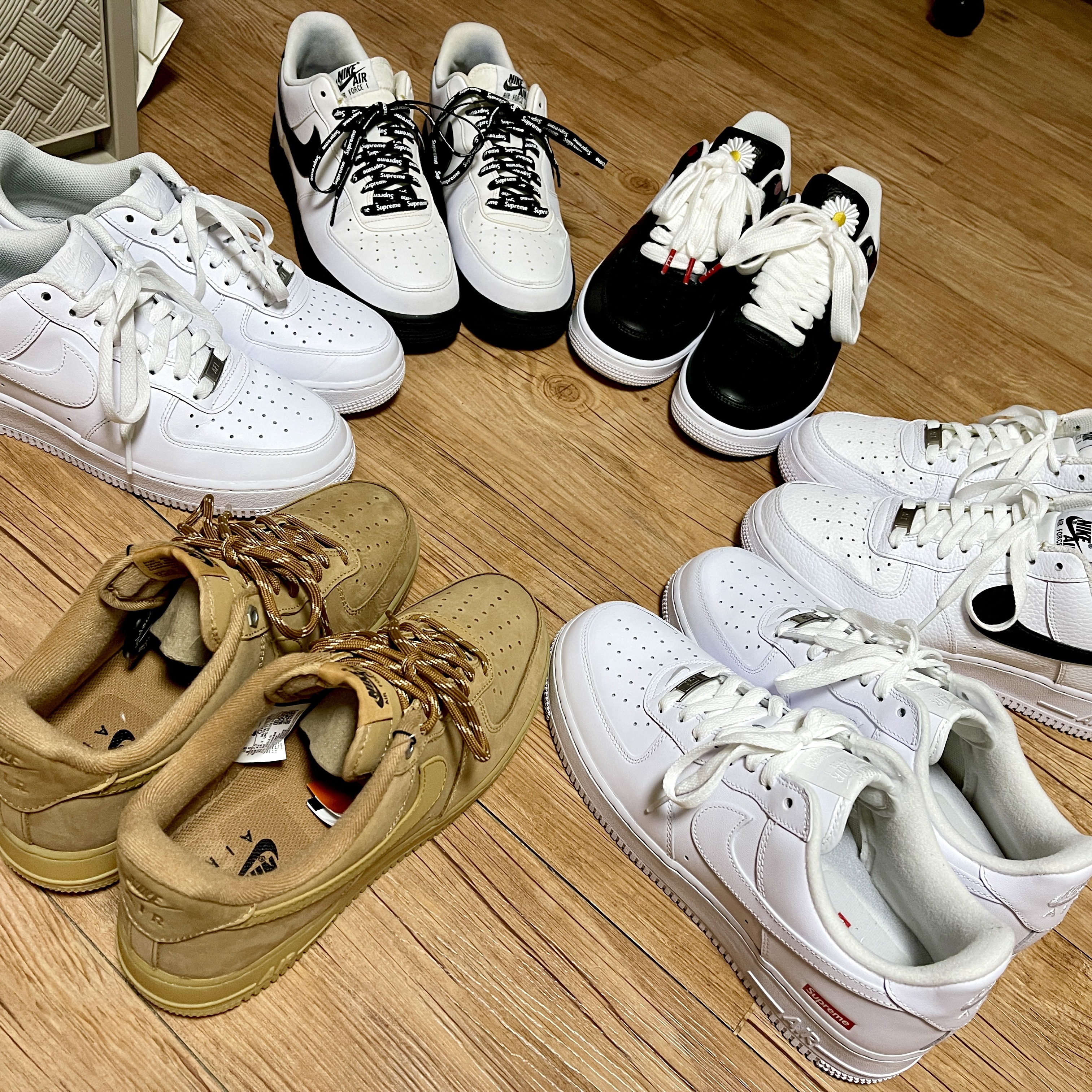 Nike Air Force 1 '07 Low White, Nike Air Force 1 '07 WB Flax 착용 스타일