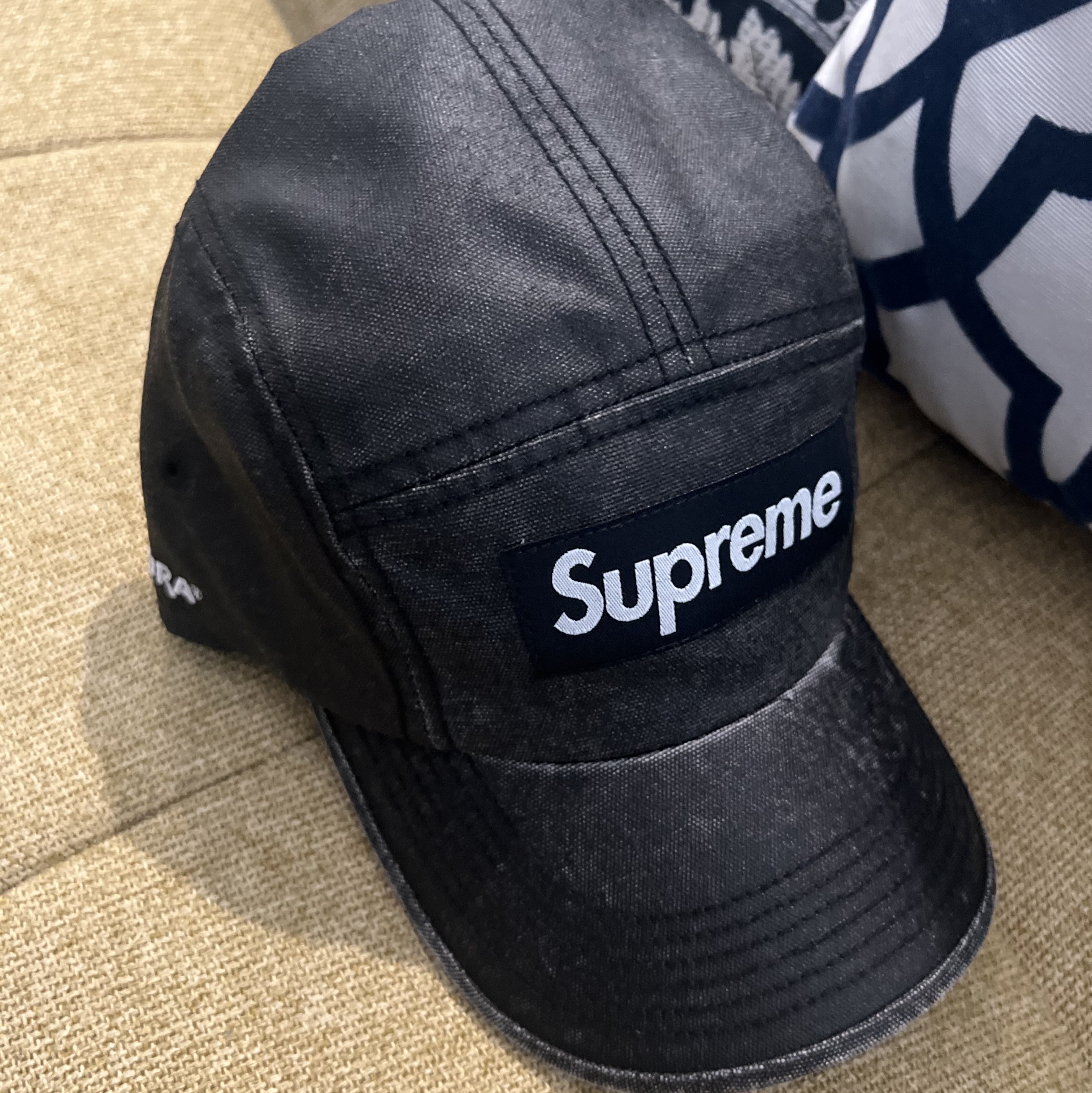 Supreme Washed Cordura Camp Cap Black - 22FW 착용 스타일