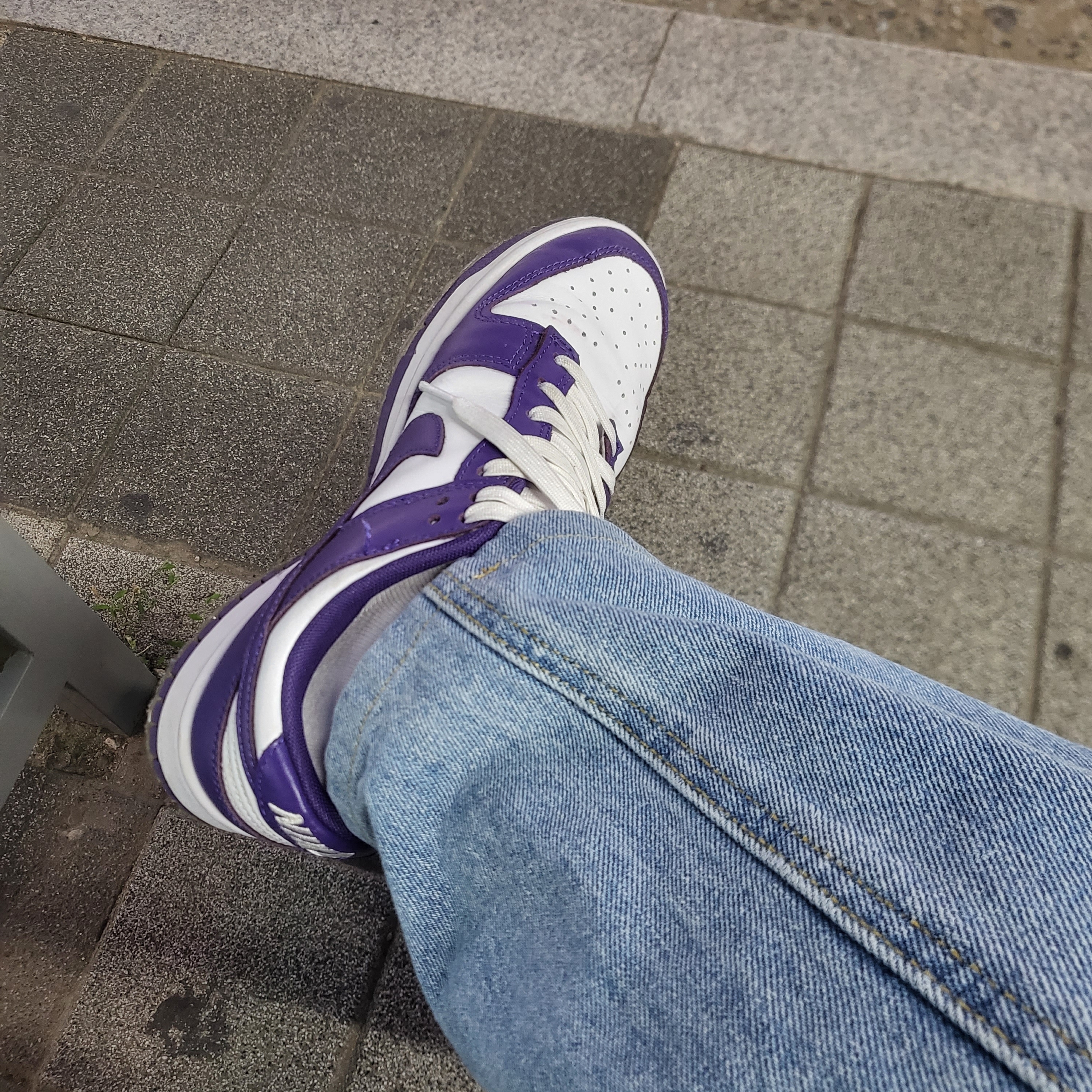 Nike Dunk Low Retro Championship Court Purple 착용 스타일