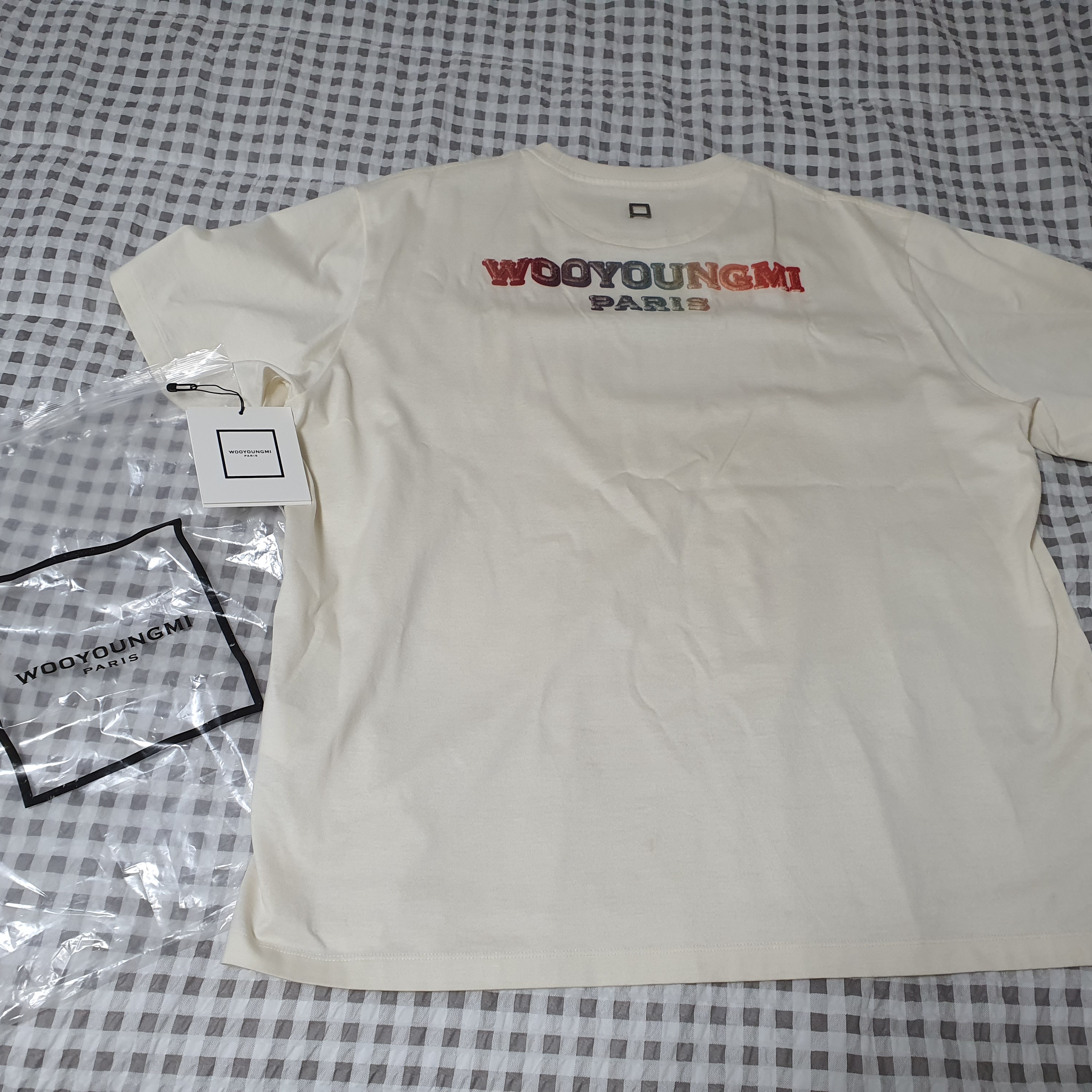 New Balance 992 Made in USA White Silver, Wooyoungmi Fuzzy Back Logo T-Shirt Ivory - 22FW 착용 스타일 - 3