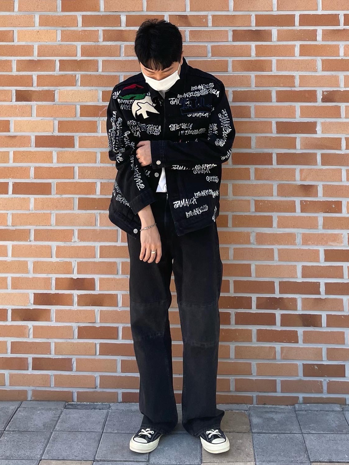 Stussy x Our Legacy x Denim Tears TTL Denim Jacket Black 착용 스타일 - 1