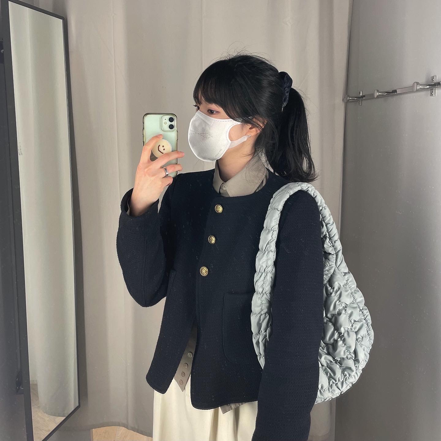 COS Quilted Mini Bag Dusty Green 착용 스타일
