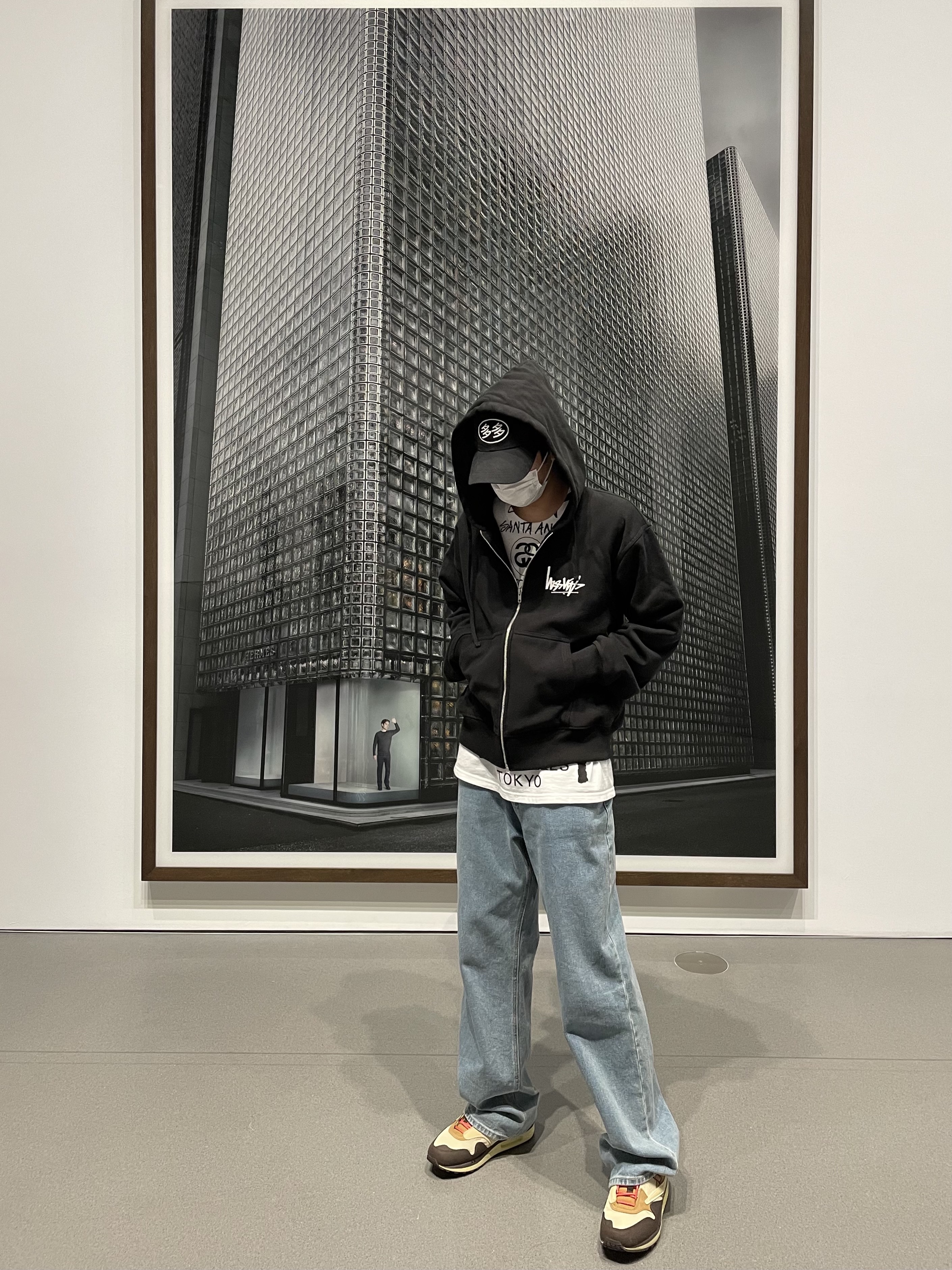 Dada Glow Logo Cap Black, Stussy Flipped Zip Hoodie Black 착용 스타일 - 1