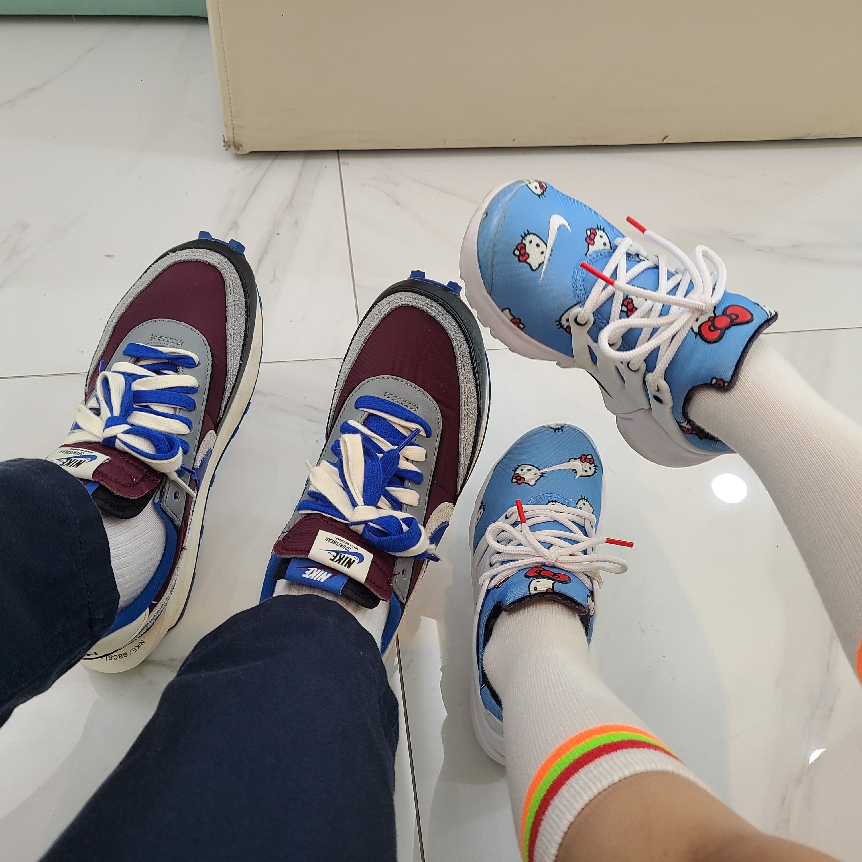 (PS) Nike x Hello Kitty Air Presto University Blue, Nike x Sacai x Undercover LDWaffle Night Maroon Team Royal 착용 스타일 - 2