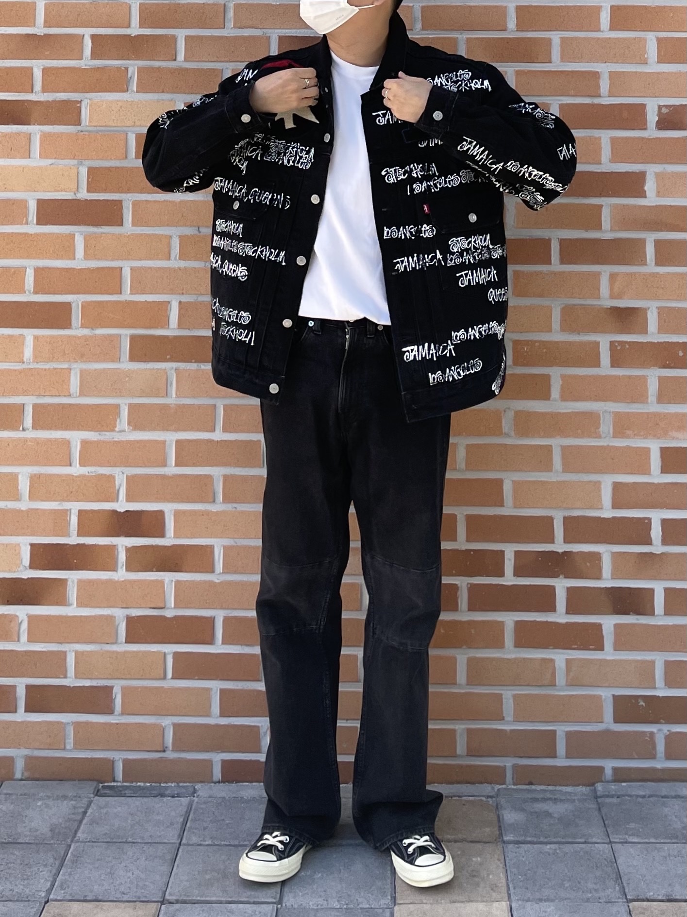 Stussy x Our Legacy x Denim Tears TTL Denim Jacket Black 착용 스타일 - 2