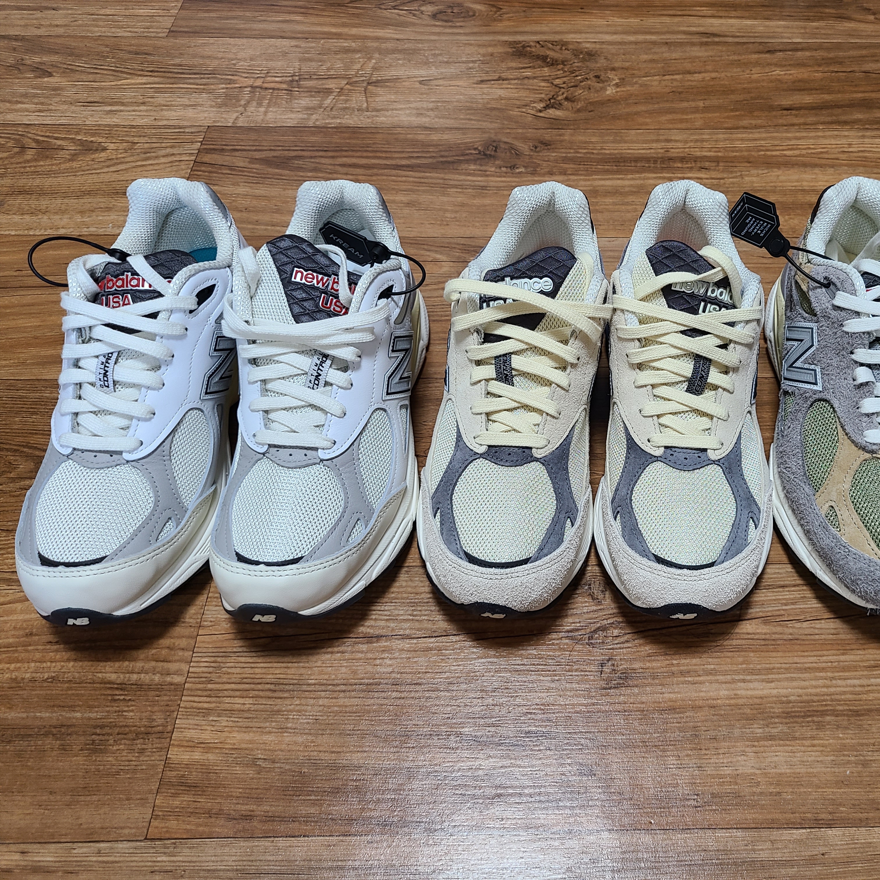 New Balance 990v3 Made in USA Sea Salt, New Balance 990v3 Made in USA Moonbeam Macadamia Nut 착용 스타일