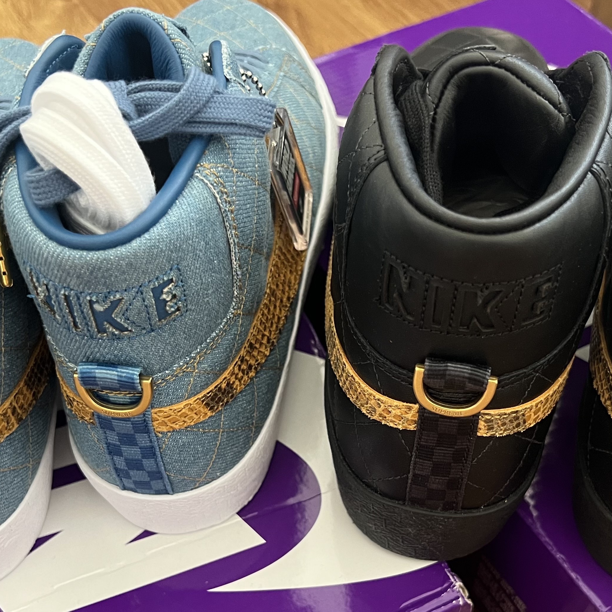 Nike x Supreme SB Zoom Blazer Mid QS 2 Industrial Blue, Nike x Supreme SB Zoom Blazer Mid QS 2 Black 착용 스타일 - 4
