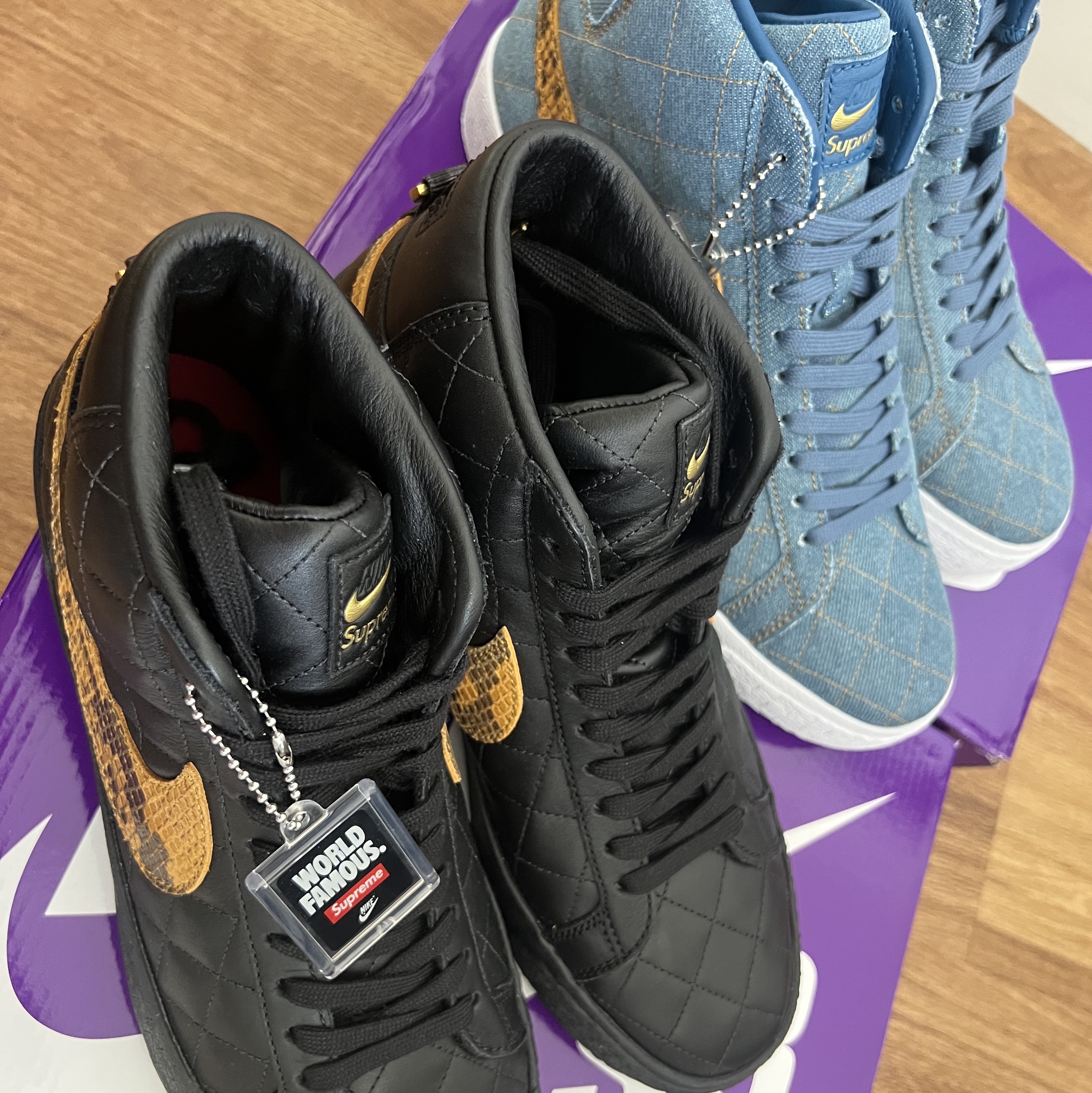 Nike x Supreme SB Zoom Blazer Mid QS 2 Industrial Blue, Nike x Supreme SB Zoom Blazer Mid QS 2 Black 착용 스타일 - 1