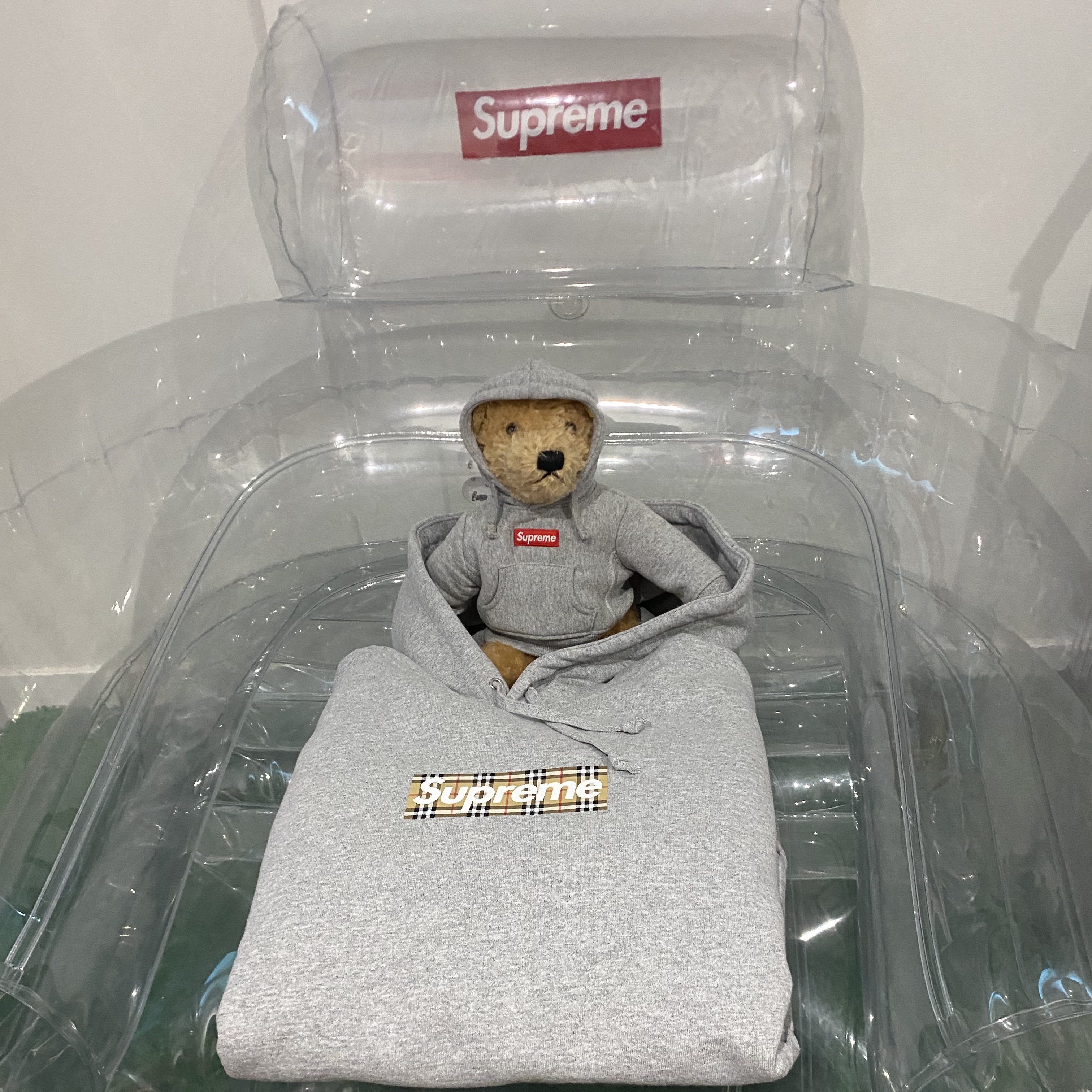 Supreme x Burberry Box Logo Hooded Sweatshirt Heather Grey - 22SS 착용 스타일