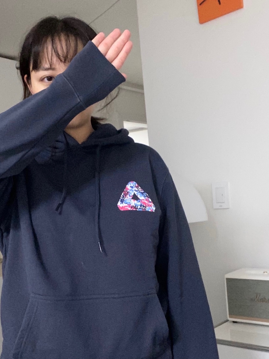 Palace Tri-Digi Hood Navy - 22FW, Marshall Stanmore II Bluetooth White (Korean Ver.) 착용 스타일 - 1