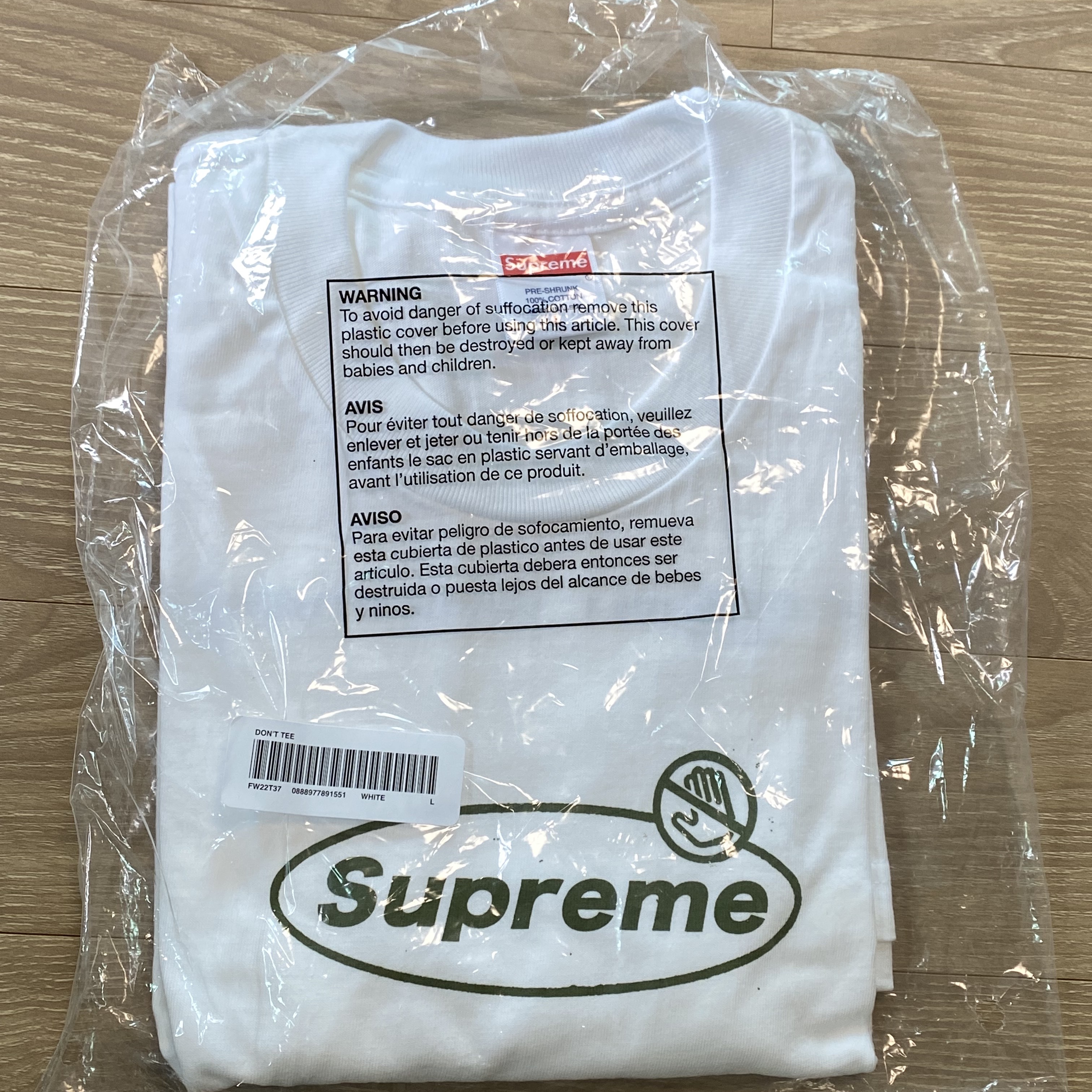 Supreme Warning T-Shirt White - 22FW 착용 스타일