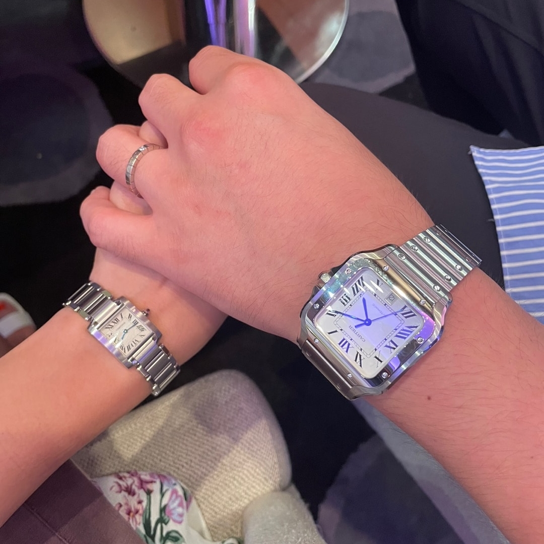 Cartier Tank Must Watch Small Quartz Steel Bracelet Steel 착용 스타일