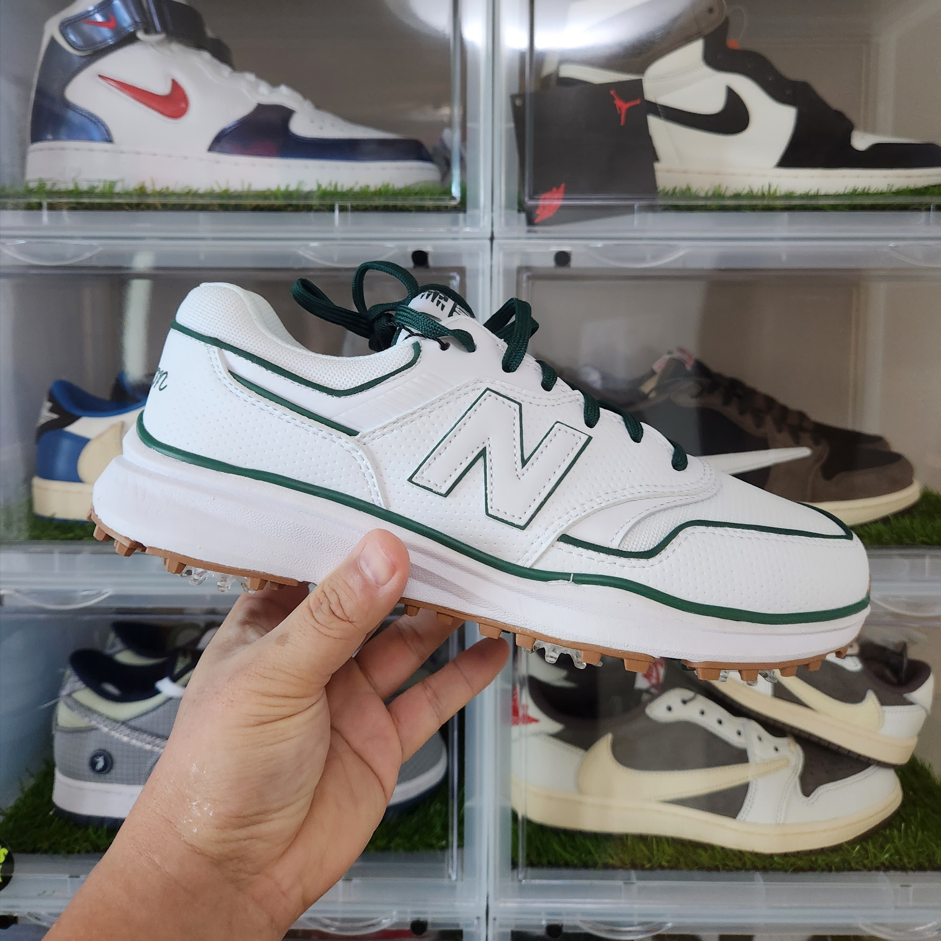 New Balance x Malbon 997 Golf White Green 착용 스타일 - 1