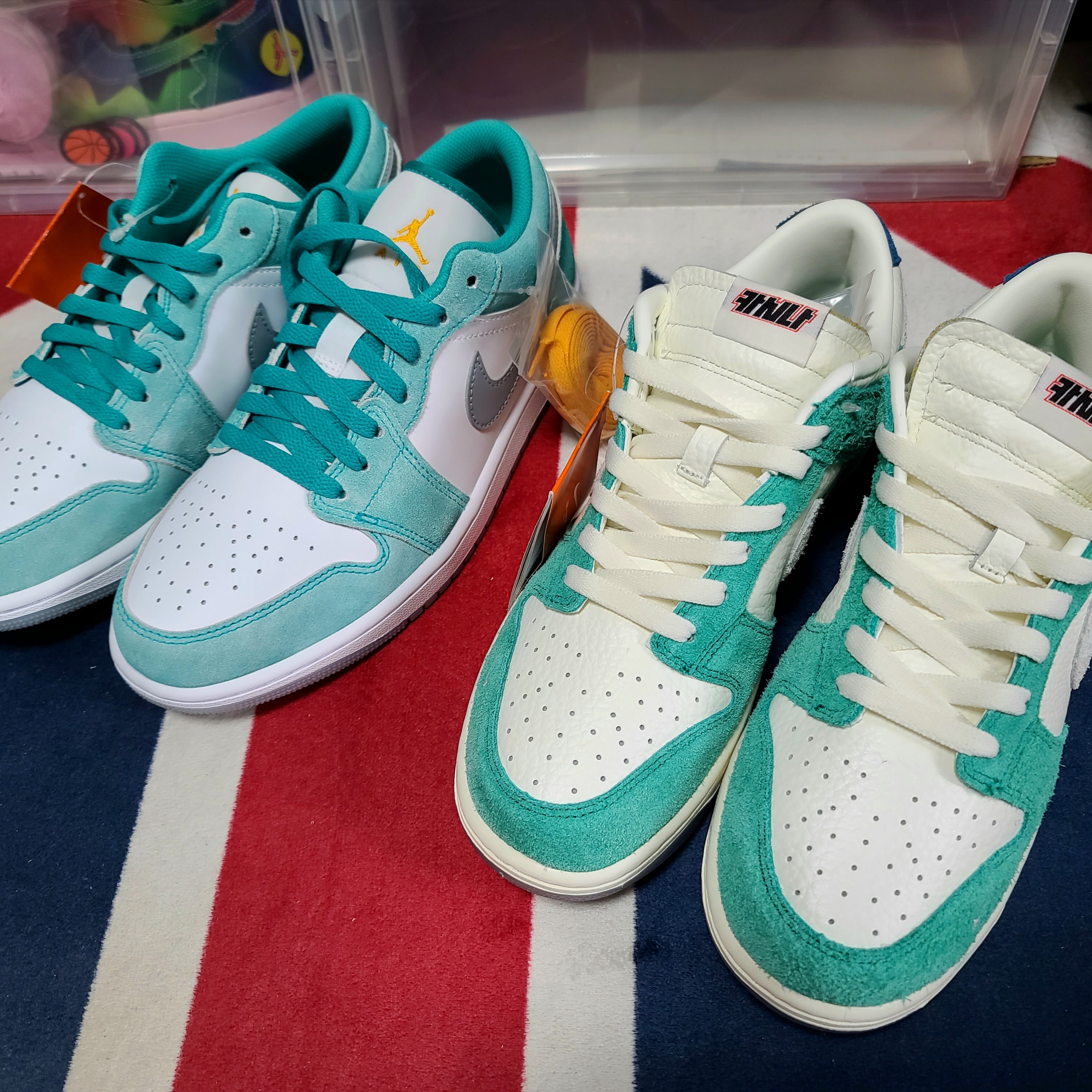 Nike x Kasina Dunk Low Road Sign - Kasina Exclusive, Jordan 1 Low SE New Emerald 착용 스타일 - 1
