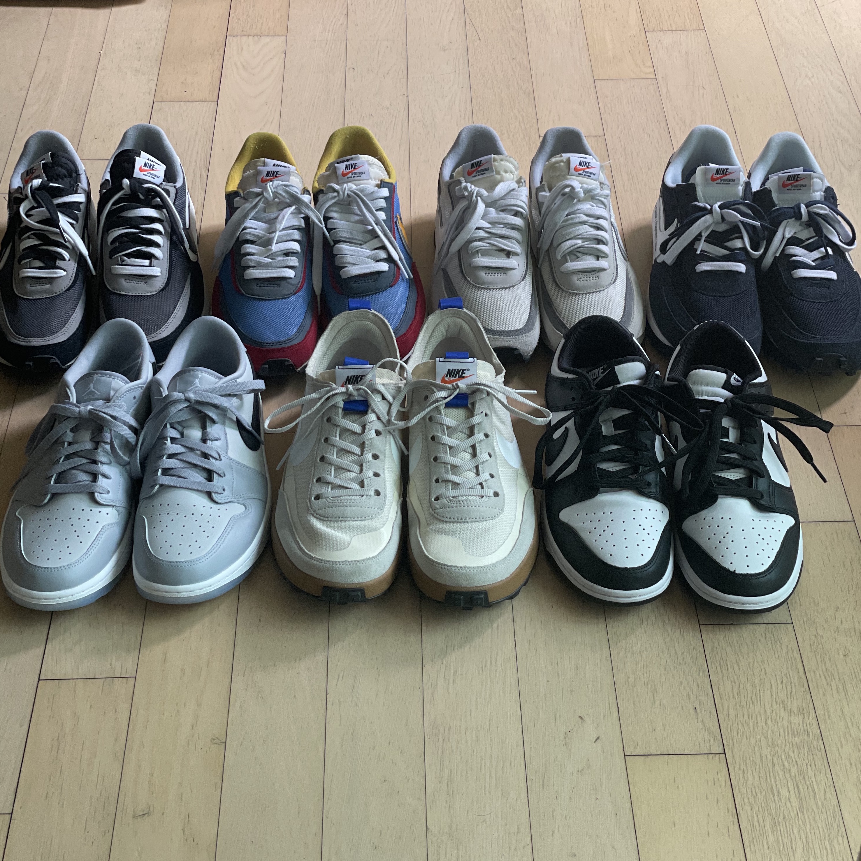 Nike x Sacai x Fragment LDWaffle Blackened Blue, Nike x Sacai LDWaffle Blue Multi 착용 스타일