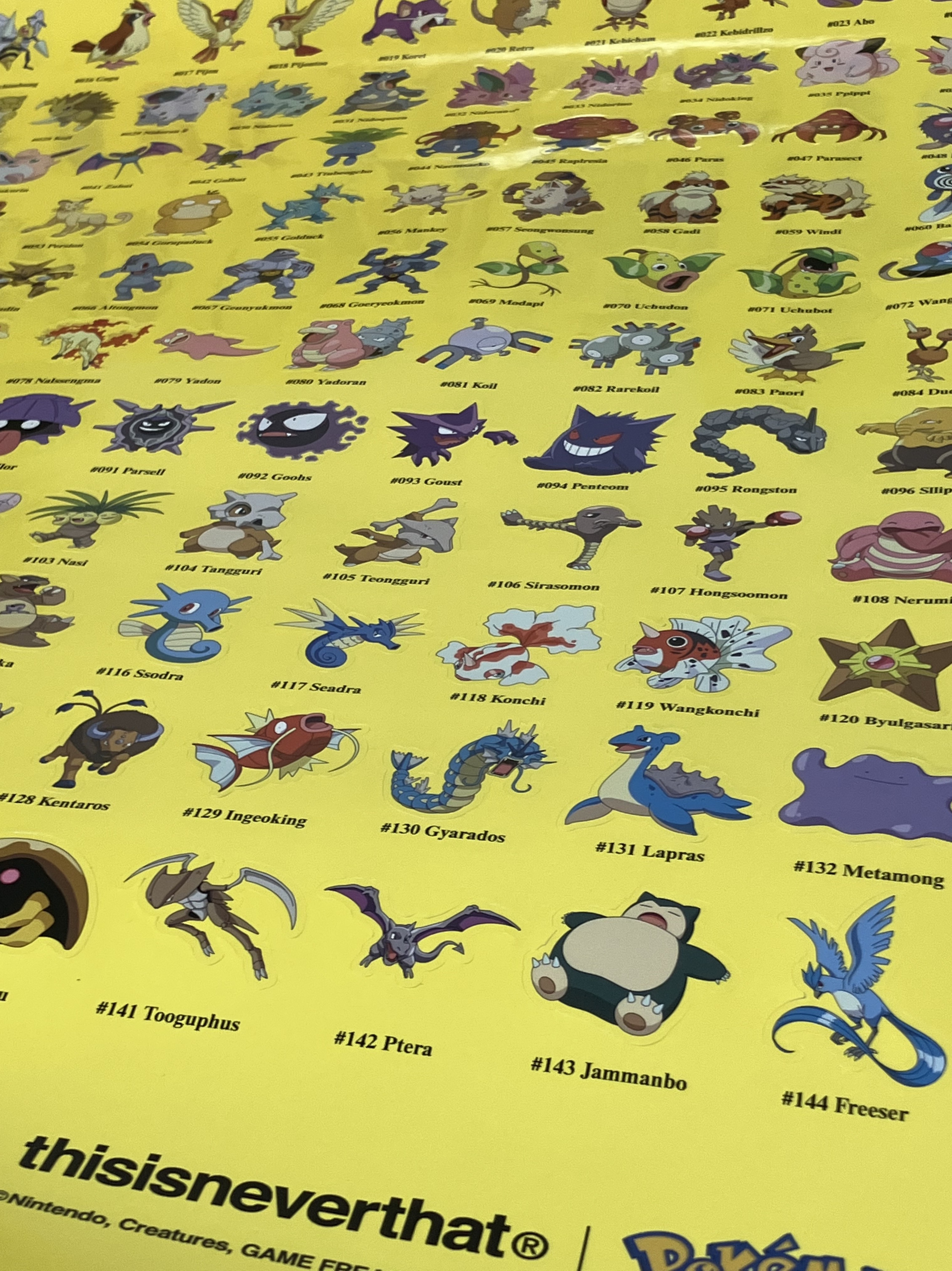 Pokemon x Thisisneverthat Sticker Poster Yellow 착용 스타일