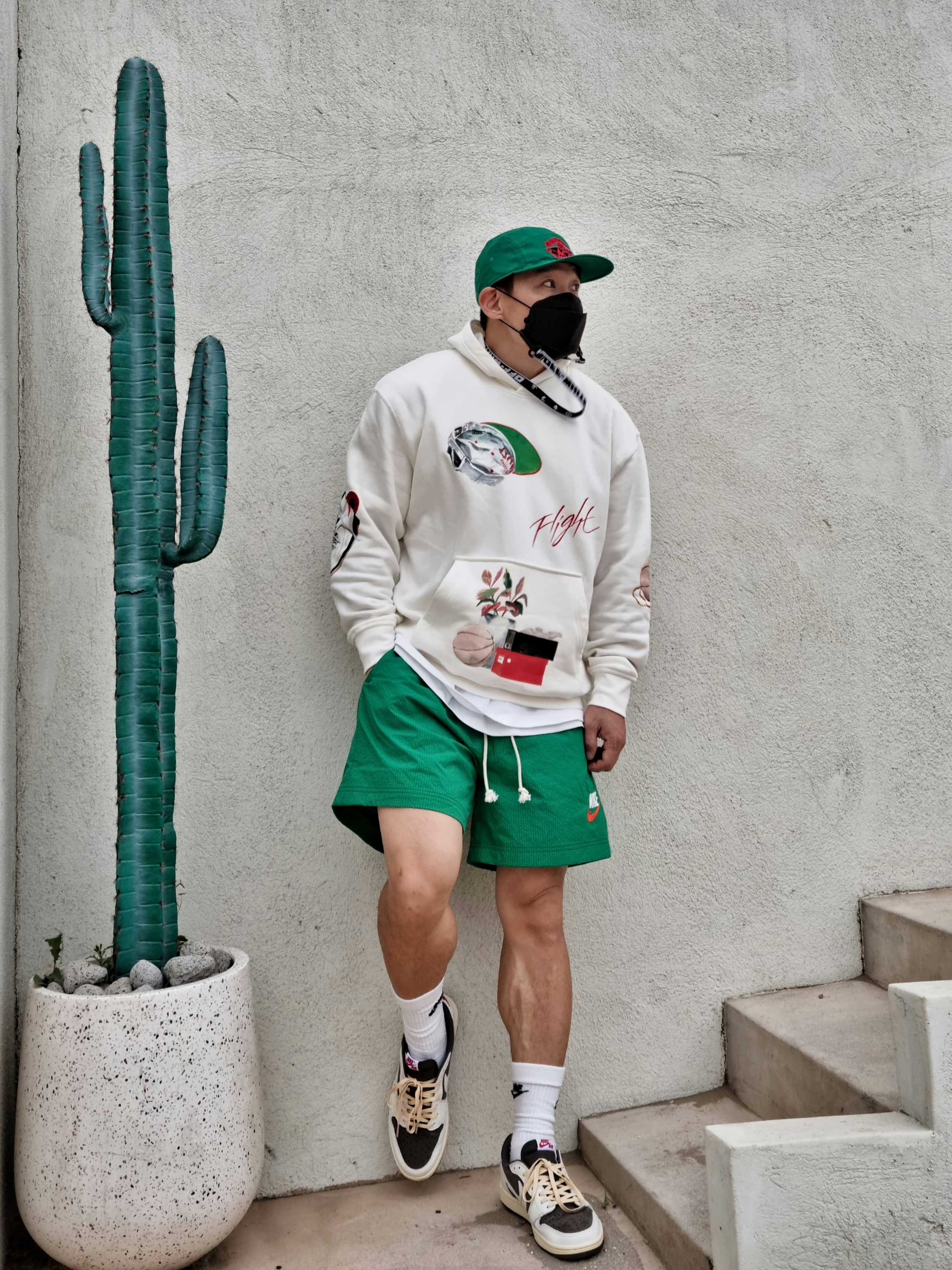Jordan x Nina Chanel Abney AW84 Adjustable Hat Green, Jordan Flight Artist Series By Jacob Rochester Fleece Pullover Hoodie Sail - Asia 착용 스타일 - 2