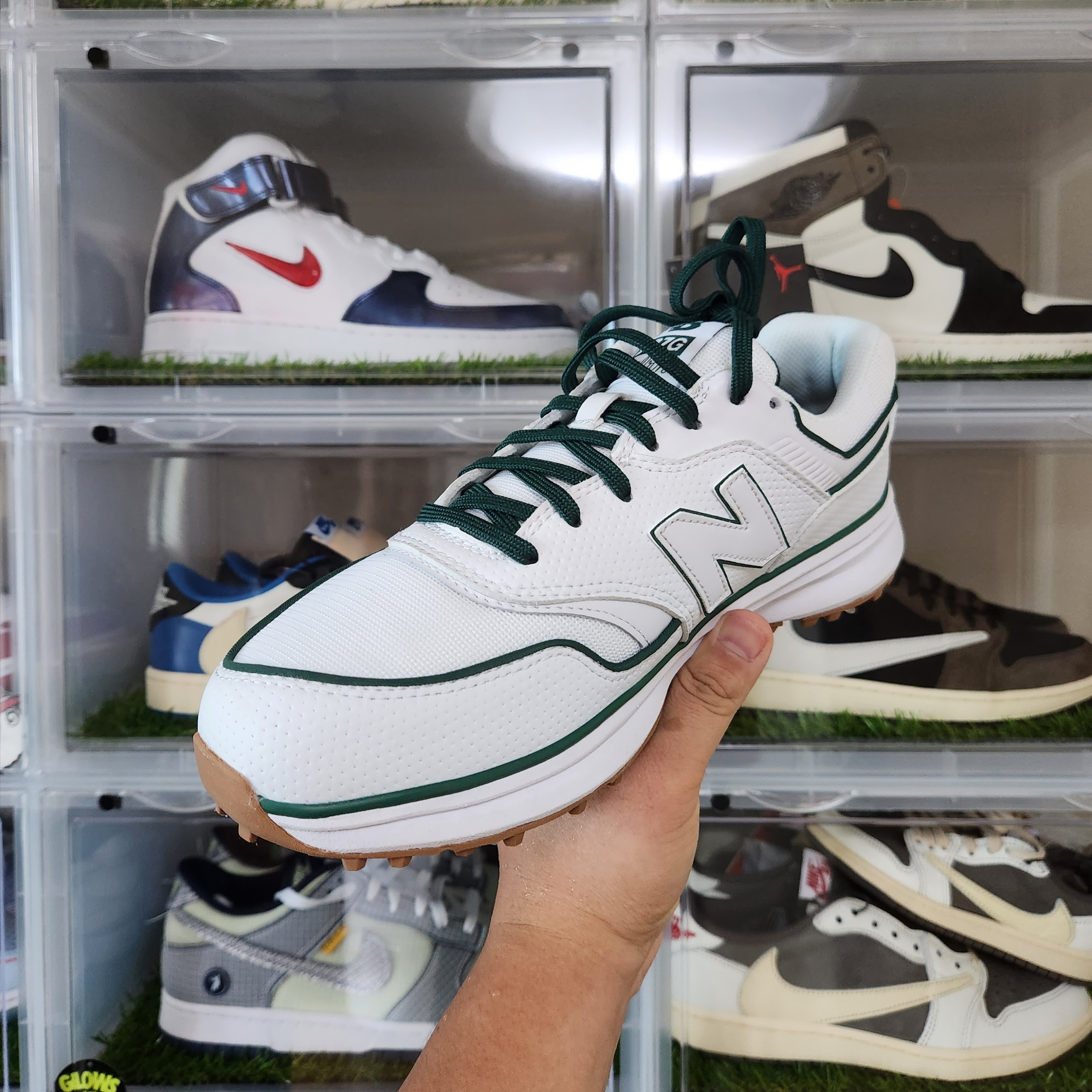 New Balance x Malbon 997 Golf White Green 착용 스타일 - 2