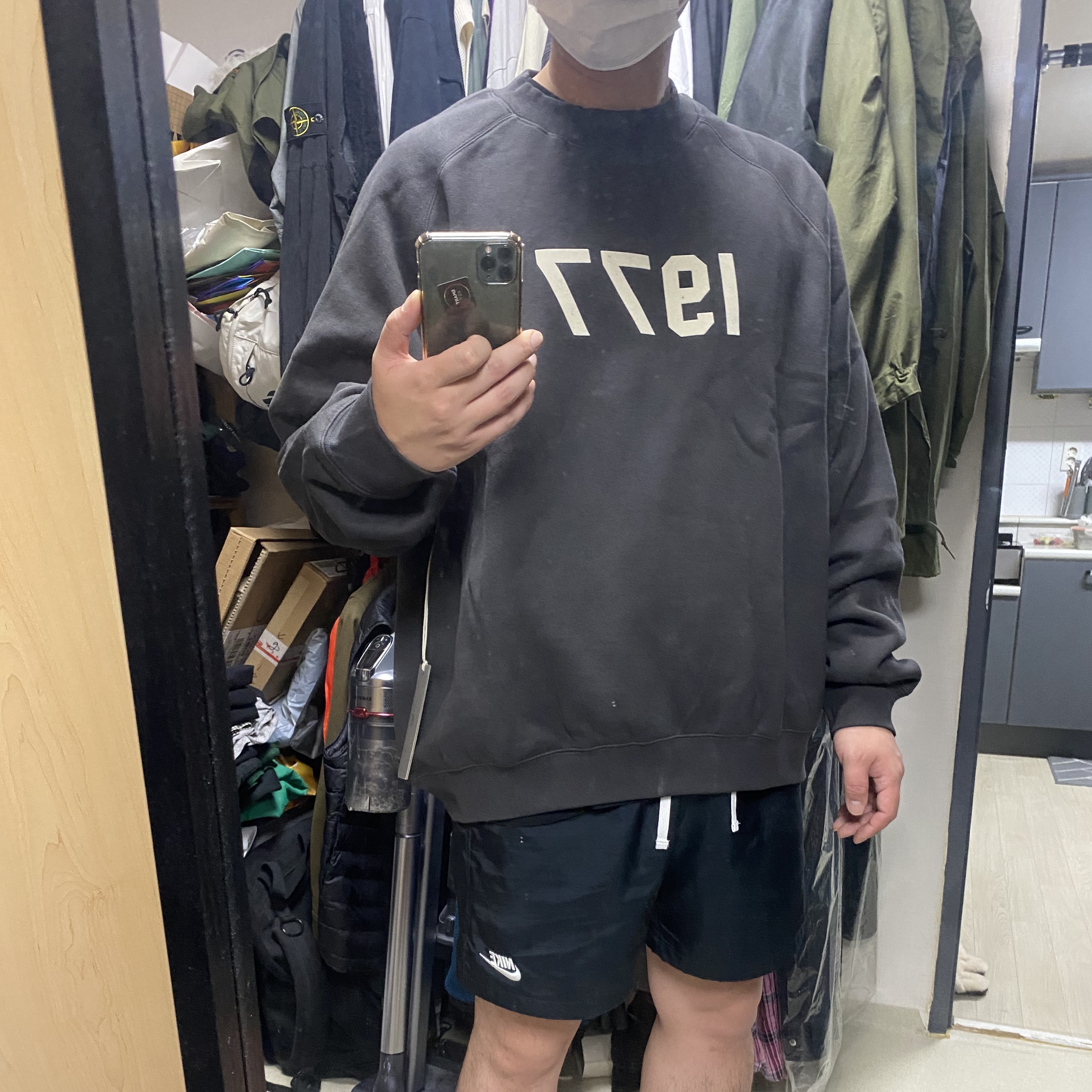 Essentials 1977 Crewneck Sweatshirt Iron - 22SS 착용 스타일