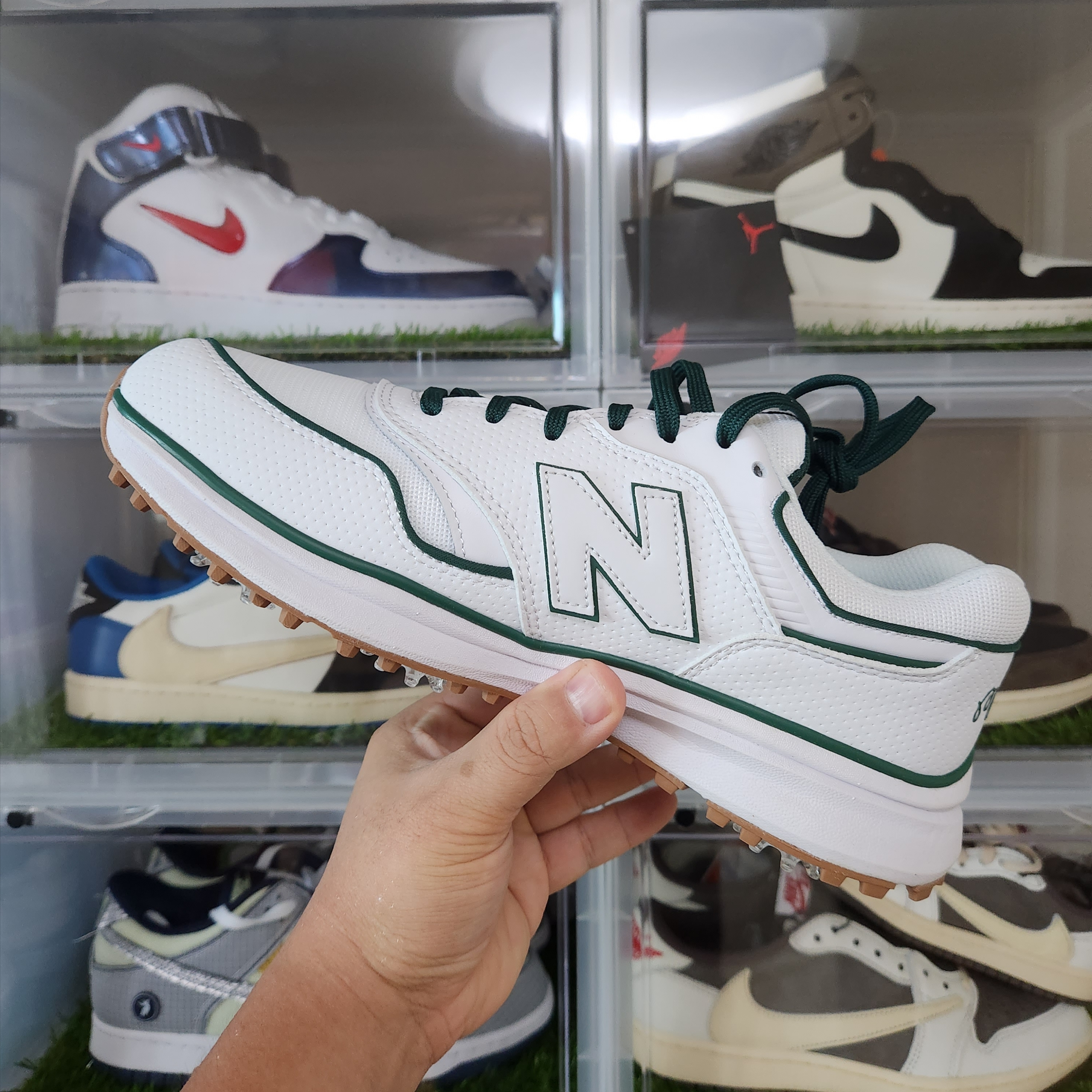 New Balance x Malbon 997 Golf White Green 착용 스타일 - 4