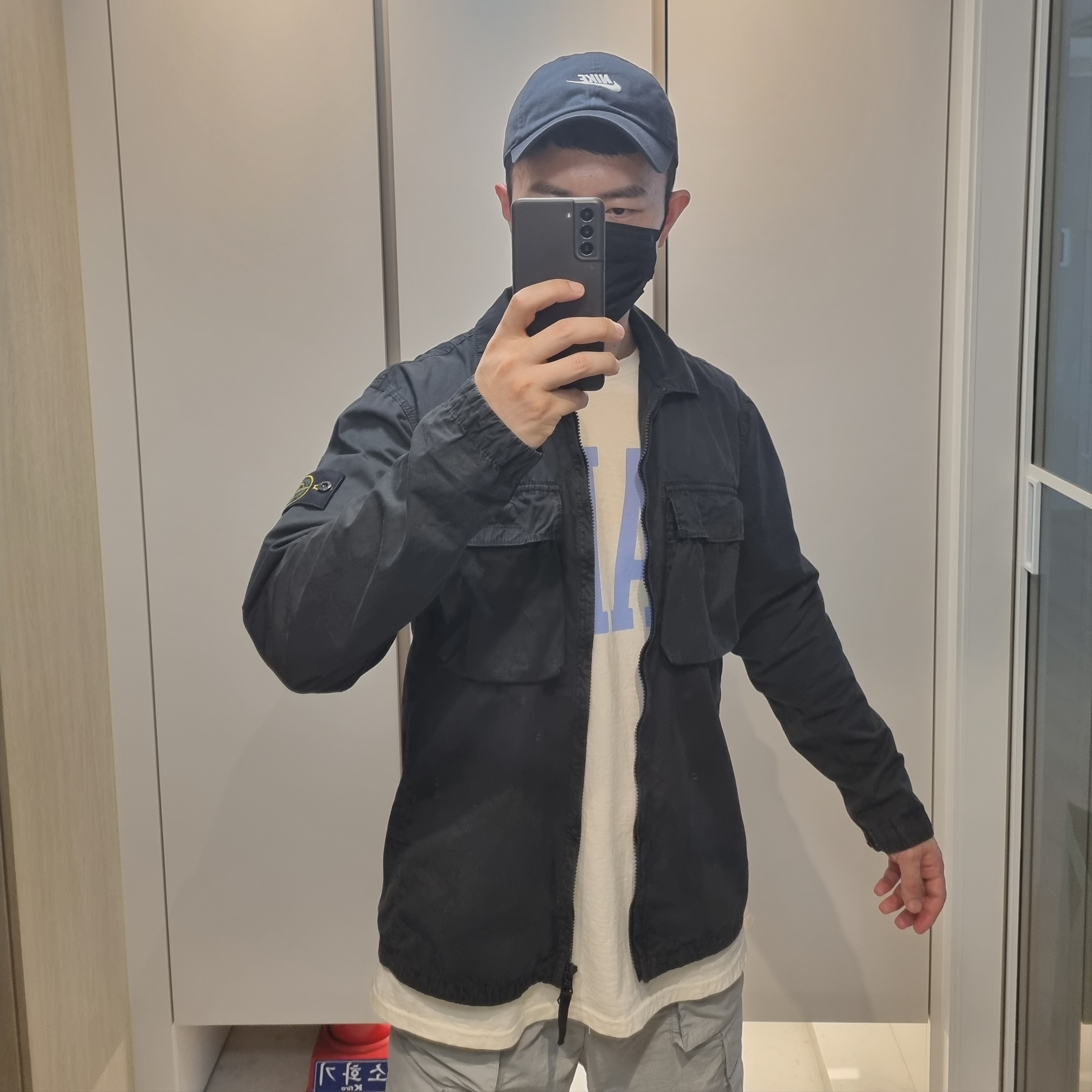 Stone Island 114WN T.CO+OLD Overshirt Black - 22SS 착용 스타일