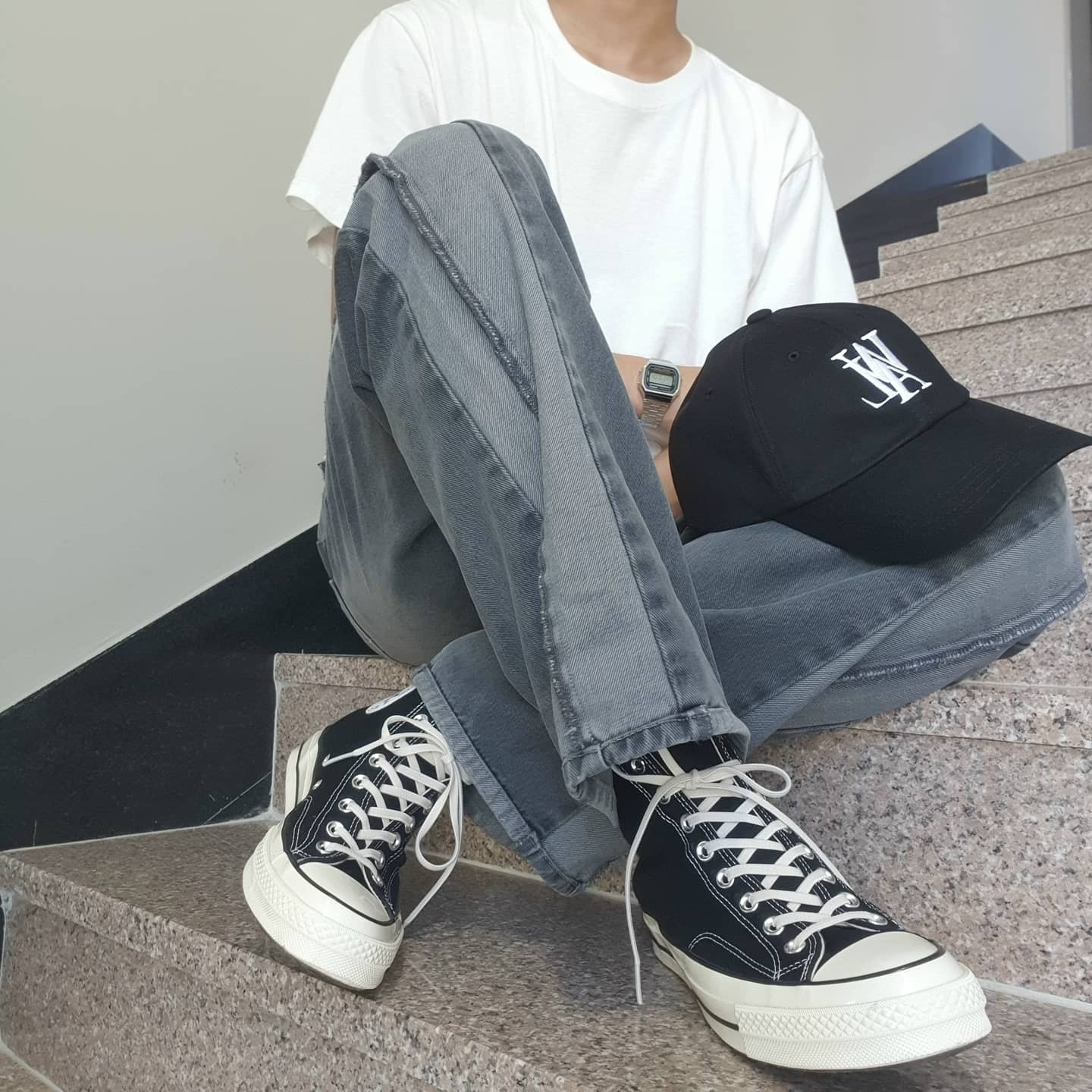 Converse Chuck 70 Hi Black 착용 스타일