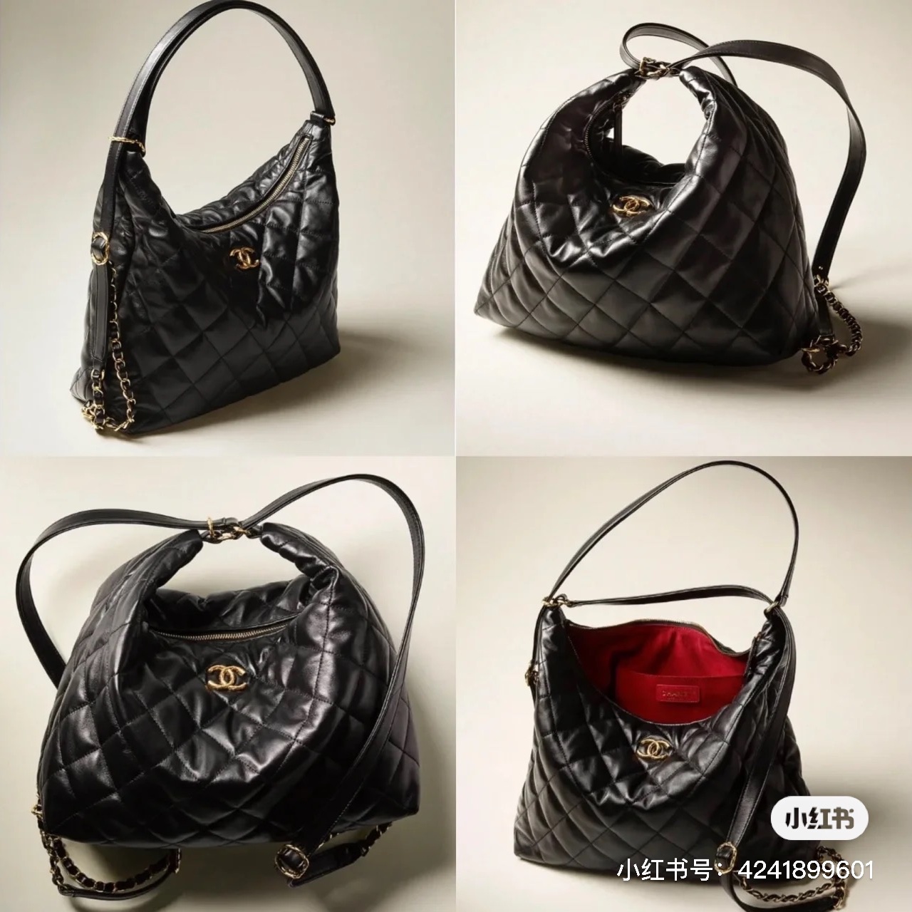 Chanel Maxi Hobo Bag Lambskin & Gold Black 착용 스타일