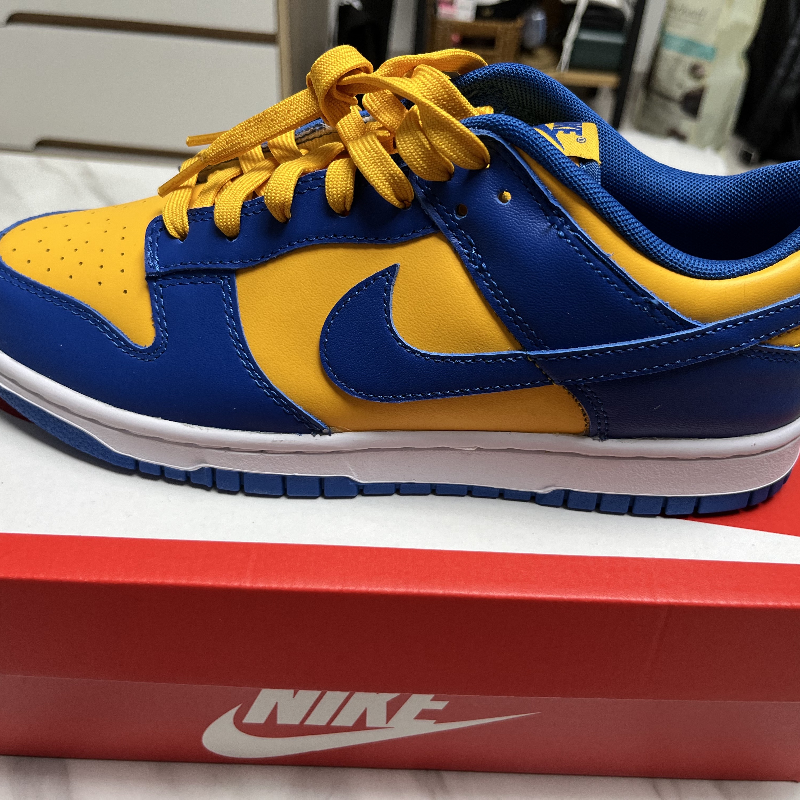 Nike Dunk Low Retro Blue Jay and University Gold 착용 스타일 - 3