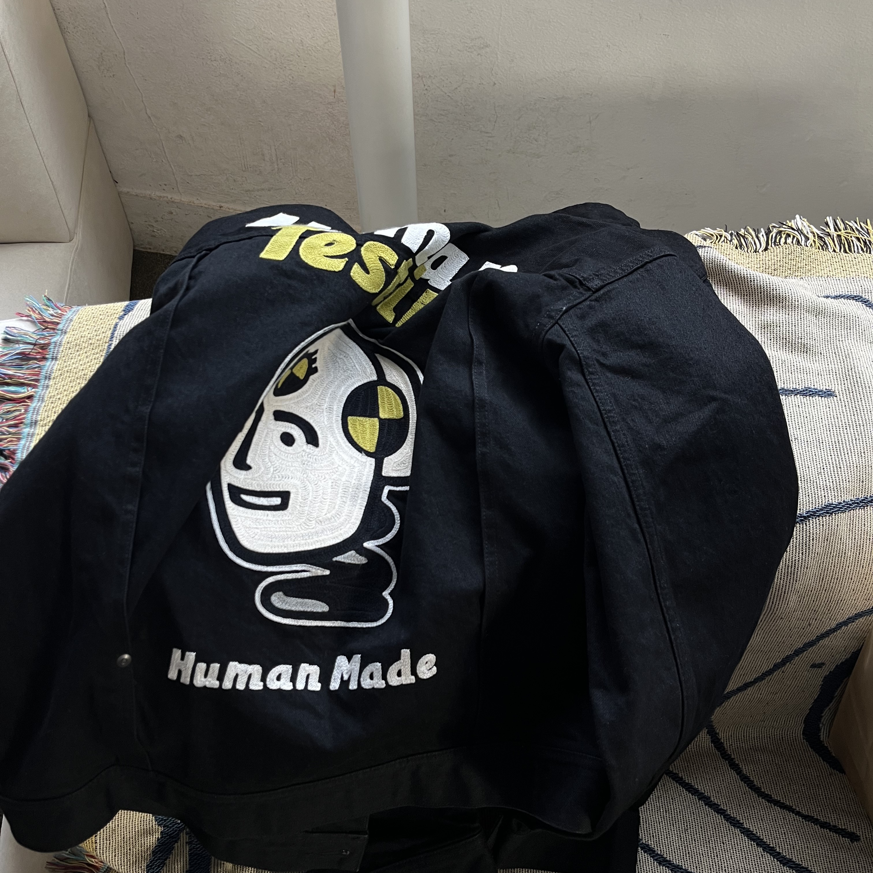 Human Made x A$AP Rocky Human Testing Denim Jacket Black 착용 스타일