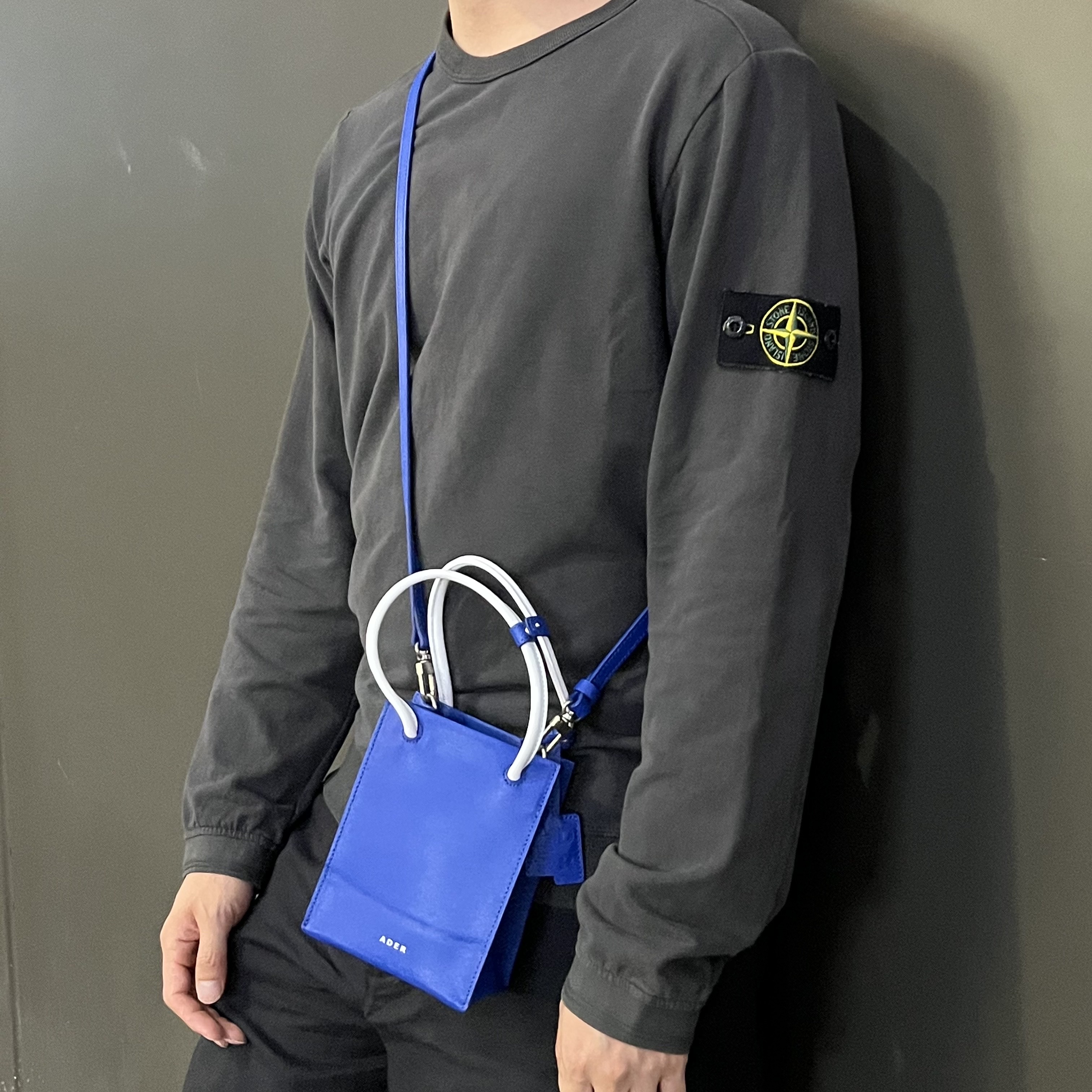 Ader Error Small Shopper Bag Blue, Nike Dunk Low Retro Black 착용 스타일 - 2
