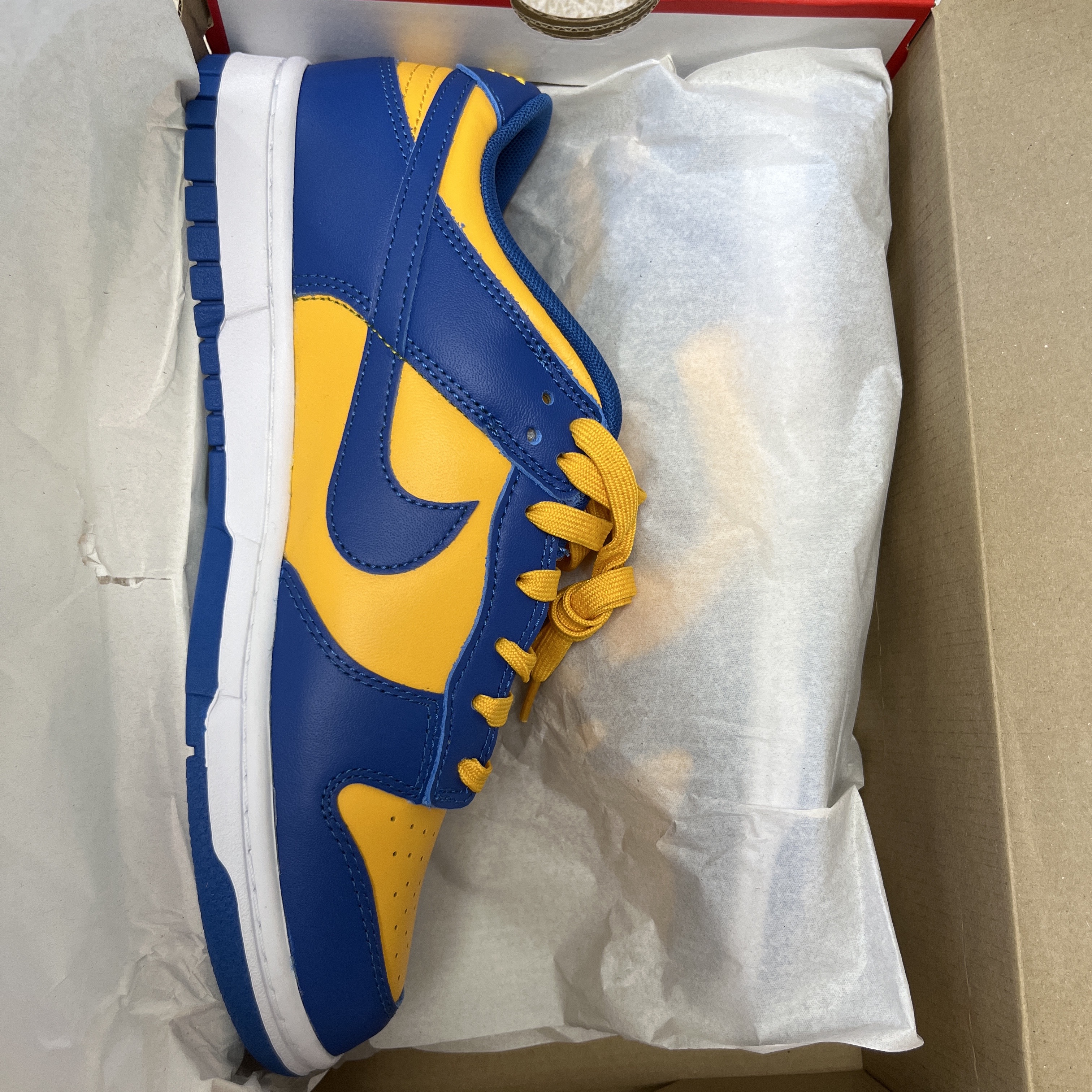 Nike Dunk Low Retro Blue Jay and University Gold 착용 스타일 - 2
