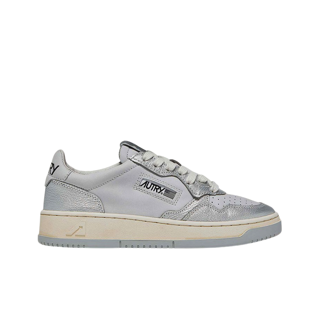 (W) 오트리 리버티 오픈 로우 레더 누벅 스니커즈 그레이 실버((W) Autry Liberty Open Low Leather Nubuck Sneakers Gray Silver) - 1
